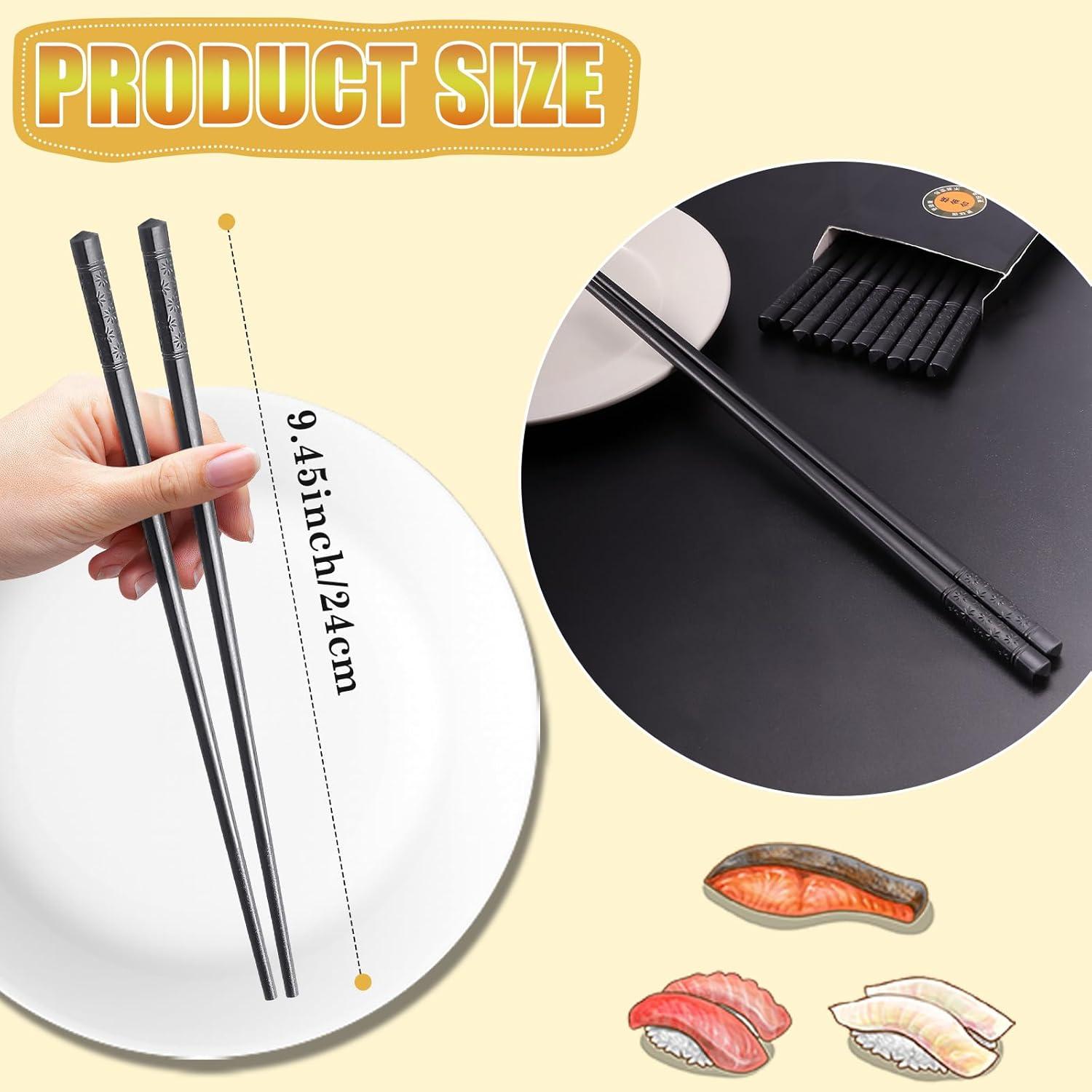 20 Pares de Palillos Reutilizables Dyrfolm Antideslizantes 24 cm