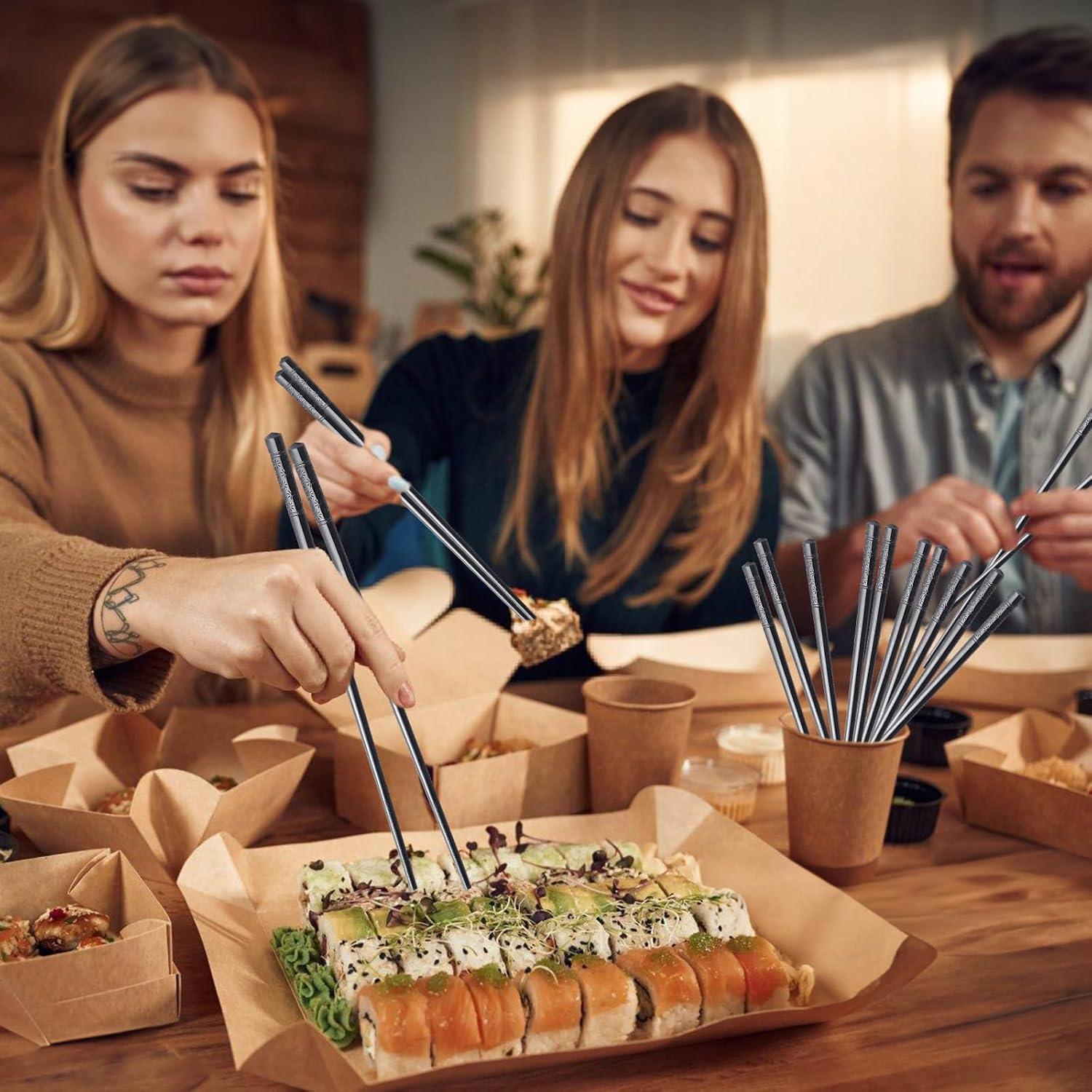 20 Pares de Palillos Reutilizables Dyrfolm Antideslizantes 24 cm