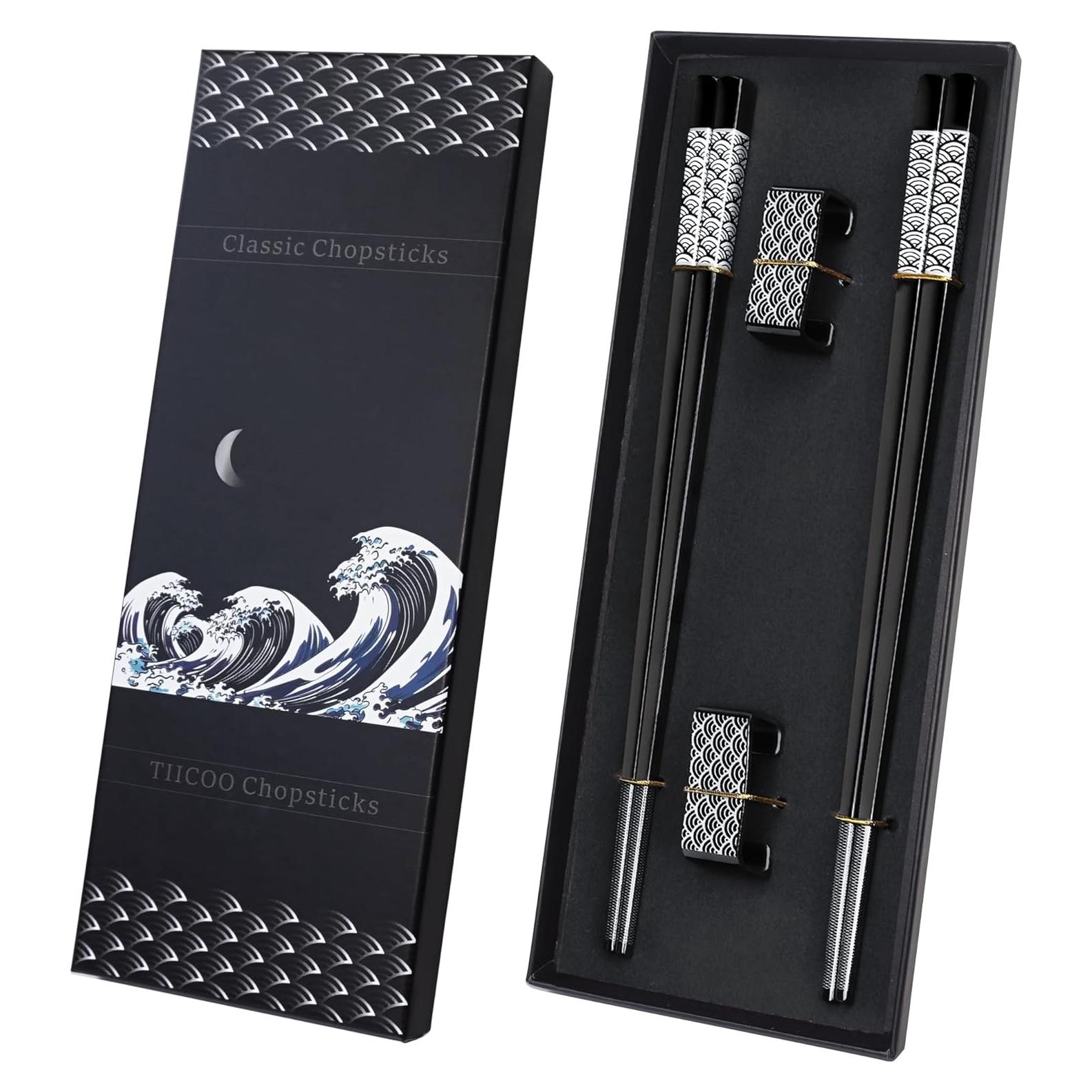 Palillos de metal reutilizables TIICOO 23.5 cm acero inoxidable