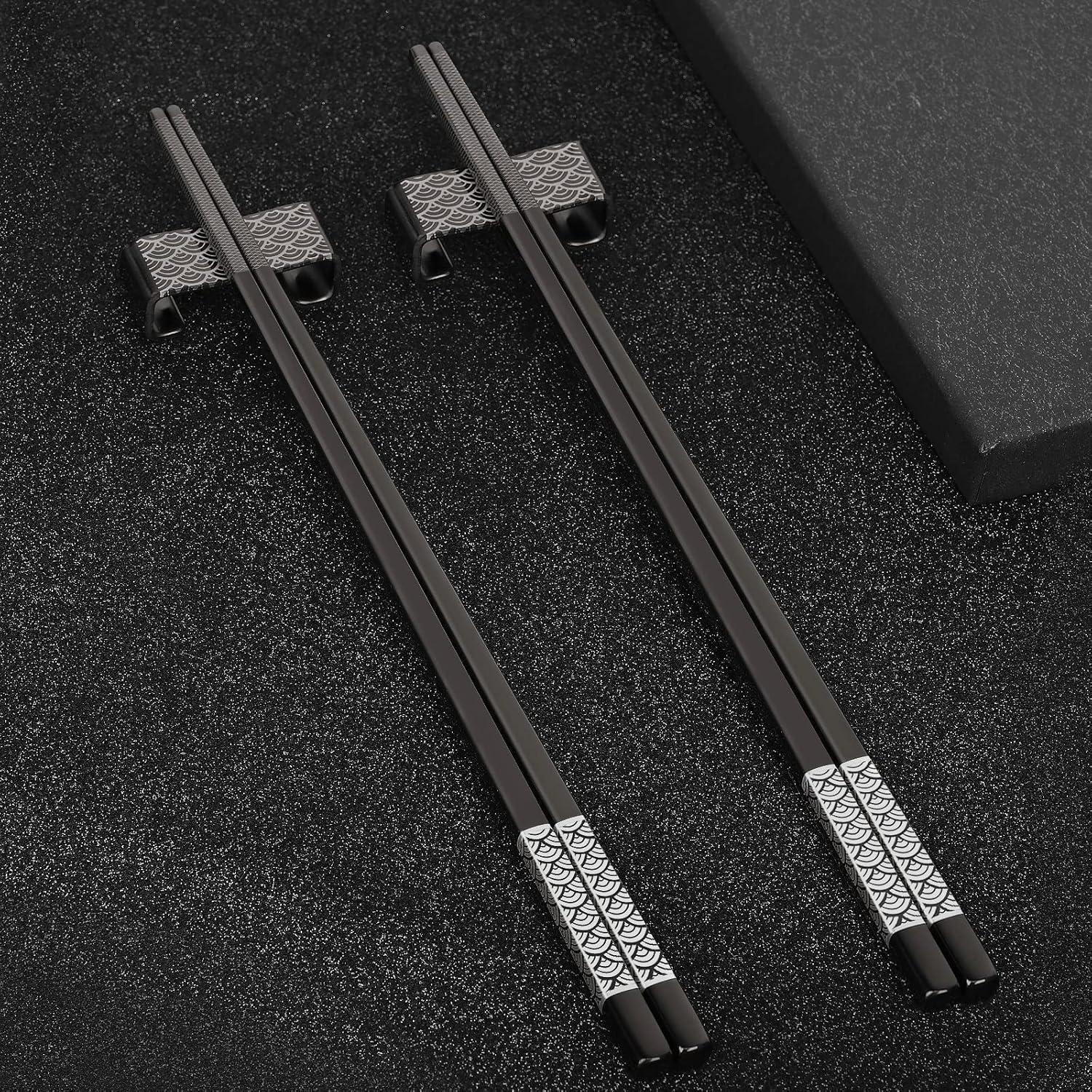 Palillos de metal reutilizables TIICOO 23.5 cm acero inoxidable