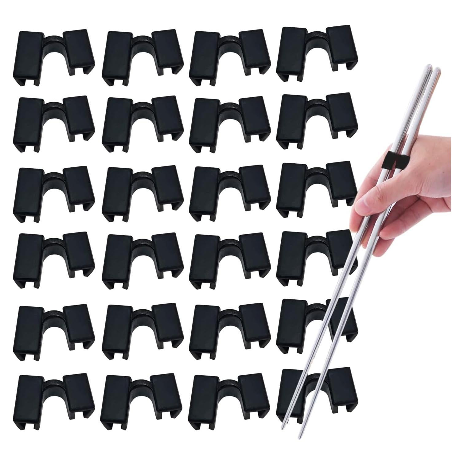 24 Piezas Ayudantes Reutilizables de Palillos Plásticos Negros