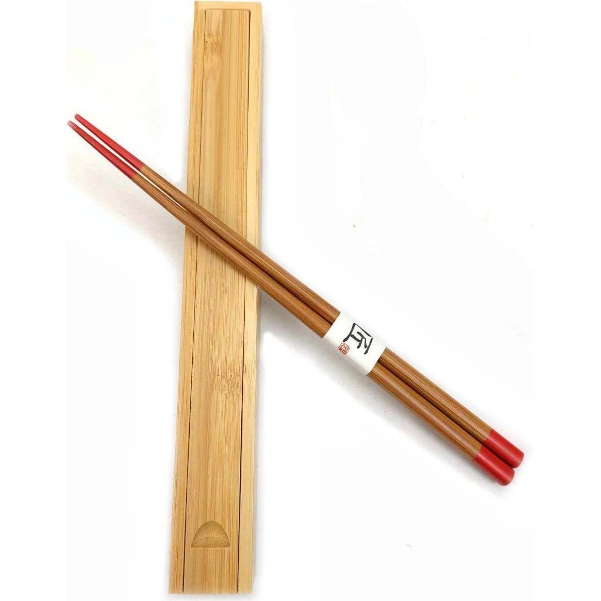 Palillos de Bambú Portátiles JapanBargain 2214 Estuche Rojo