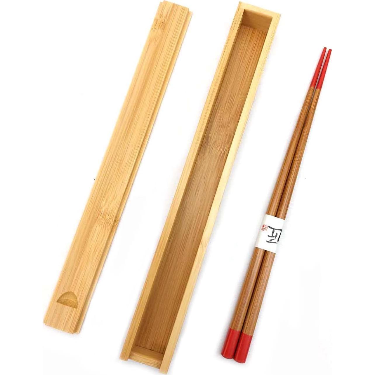 Palillos de Bambú Portátiles JapanBargain 2214 Estuche Rojo