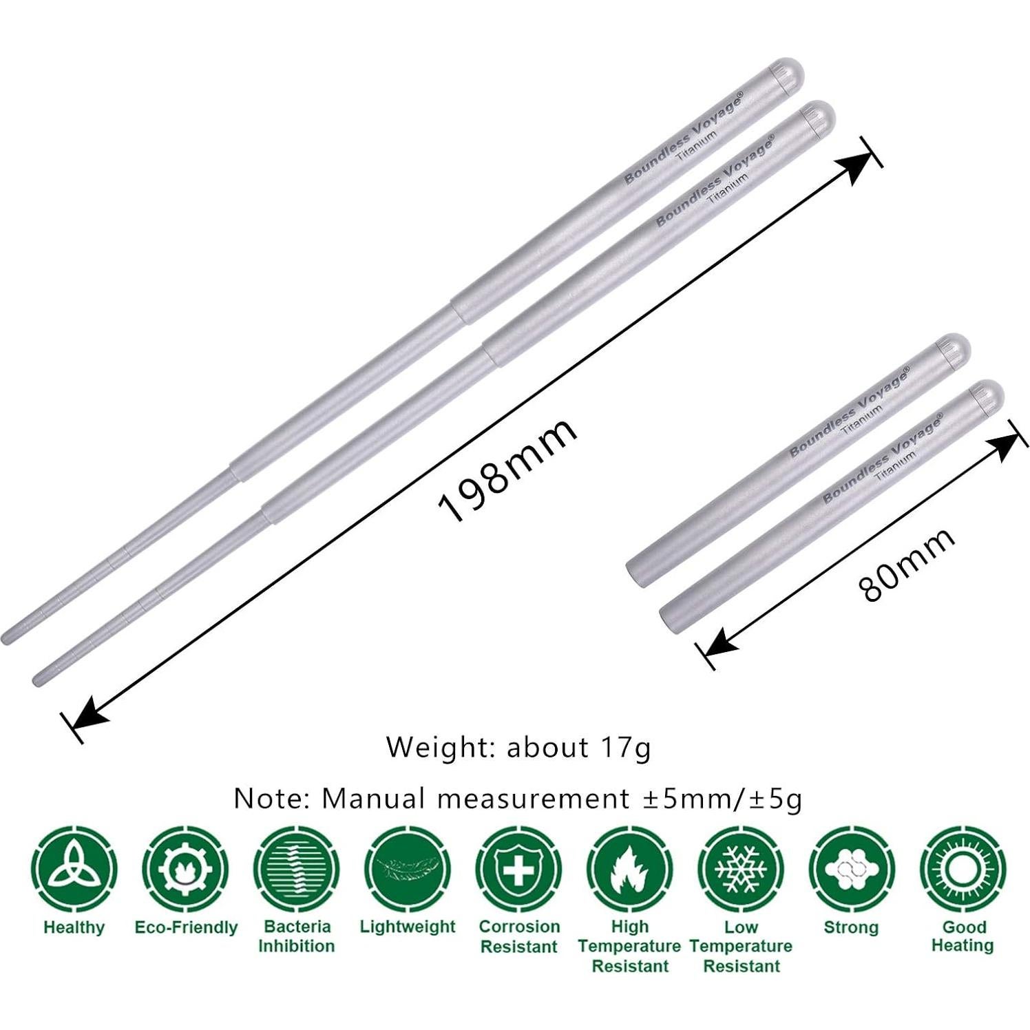 Palillos Telescópicos de Titanio Boundless Voyage Ti1004T 19.8cm