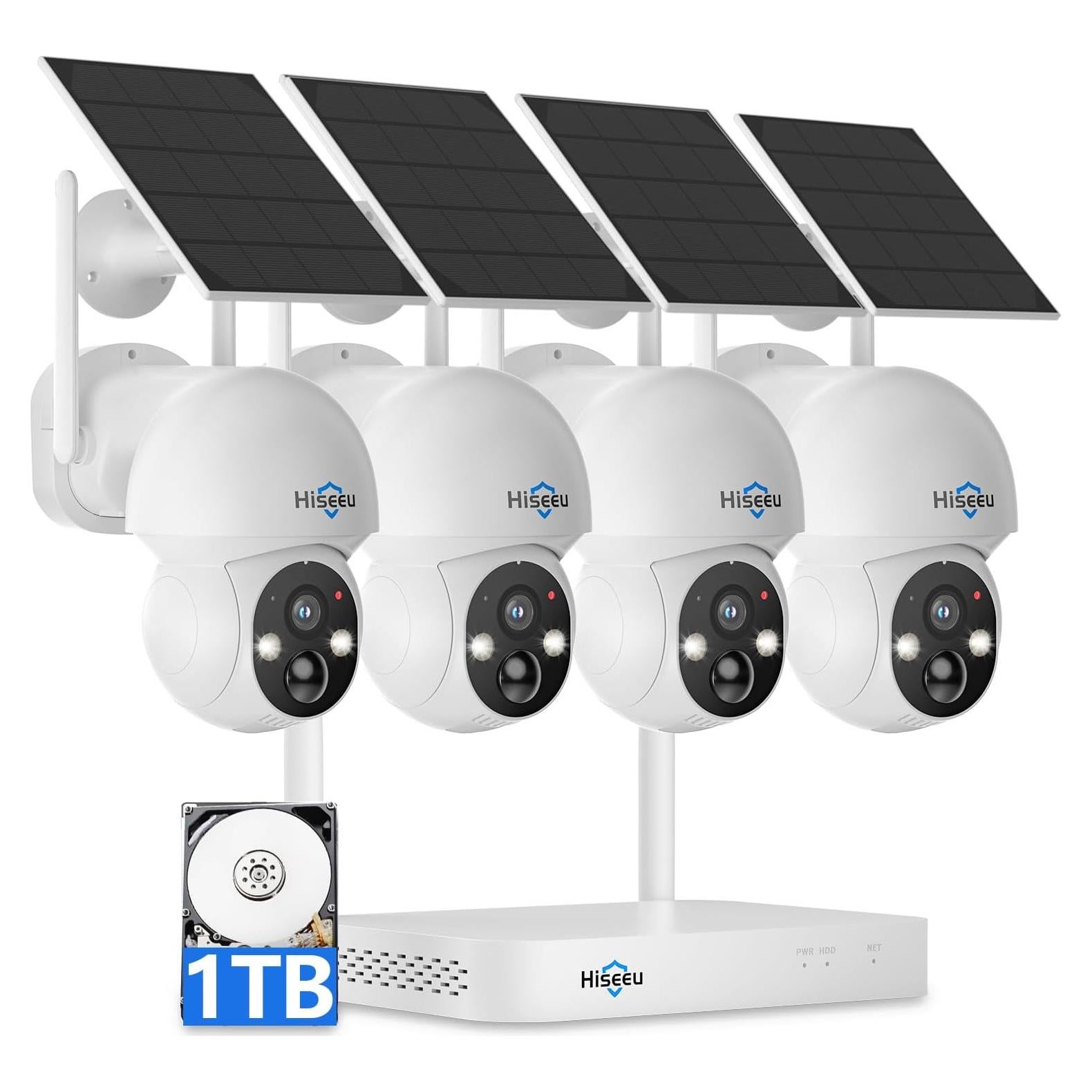 Cámara de Seguridad Solar Hiseeu 4MP Inalámbrica 4 Cámaras