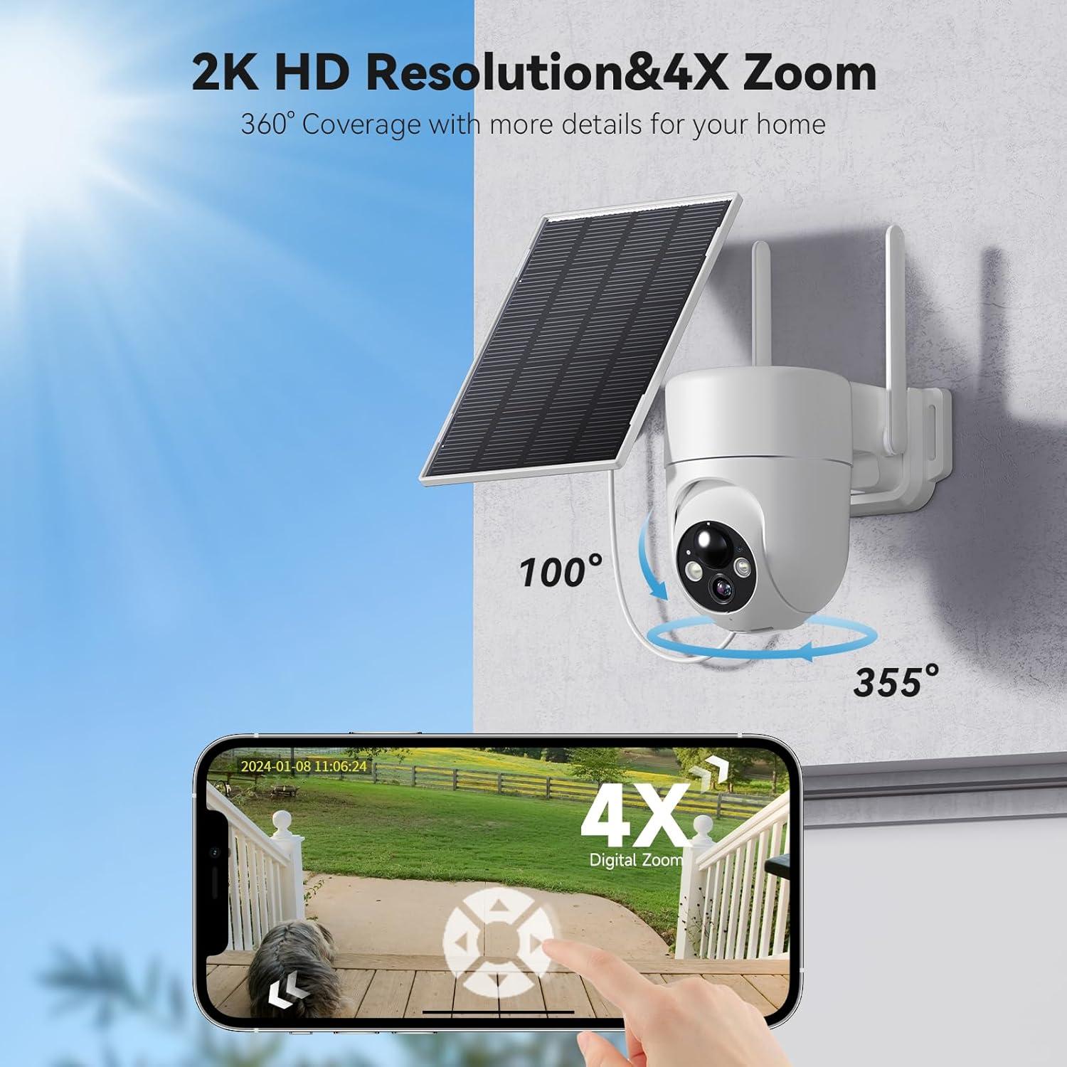 Cámara Solar Inalámbrica ELYSOO 2K 360° Visión Nocturna