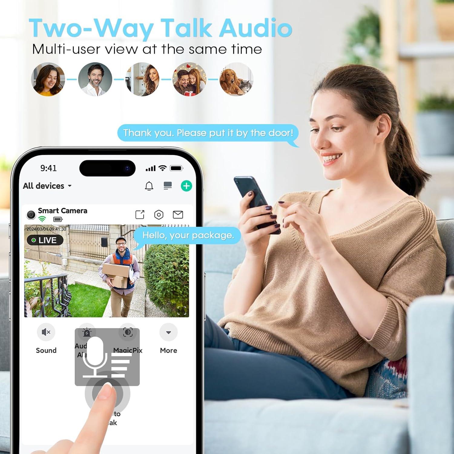 Cámara de Seguridad Inalámbrica AMTIFO 2K para Exterior