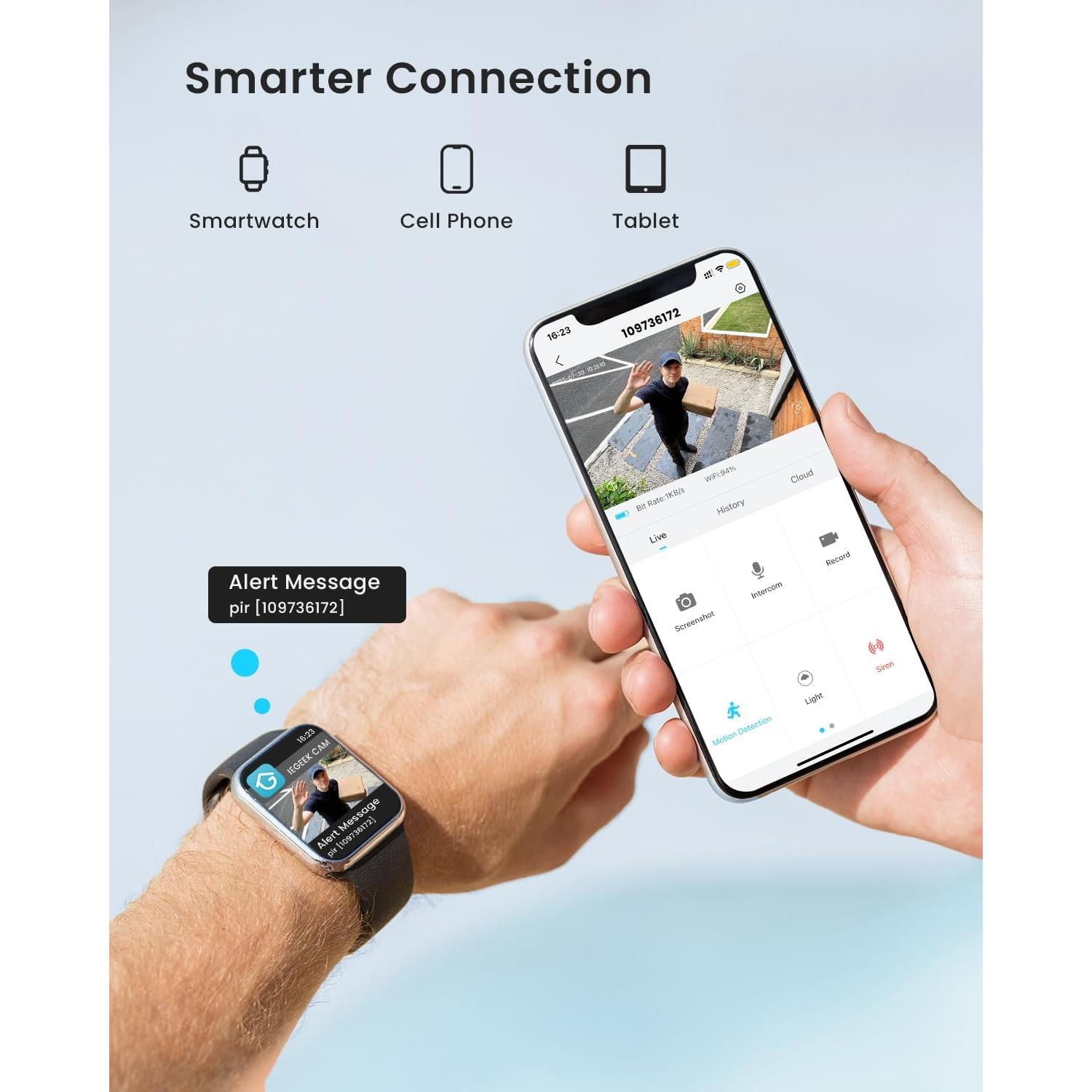 Cámara de Seguridad Inalámbrica ieGeek 2K con Alarma y AI