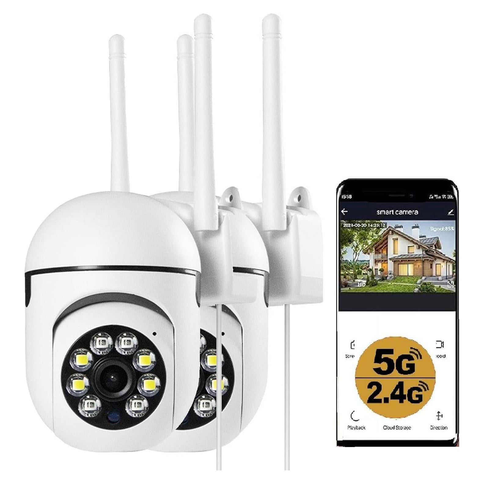 Cámaras de Seguridad Domo KOWVOWZ 1080P WiFi 360° IP66 (2PCS)