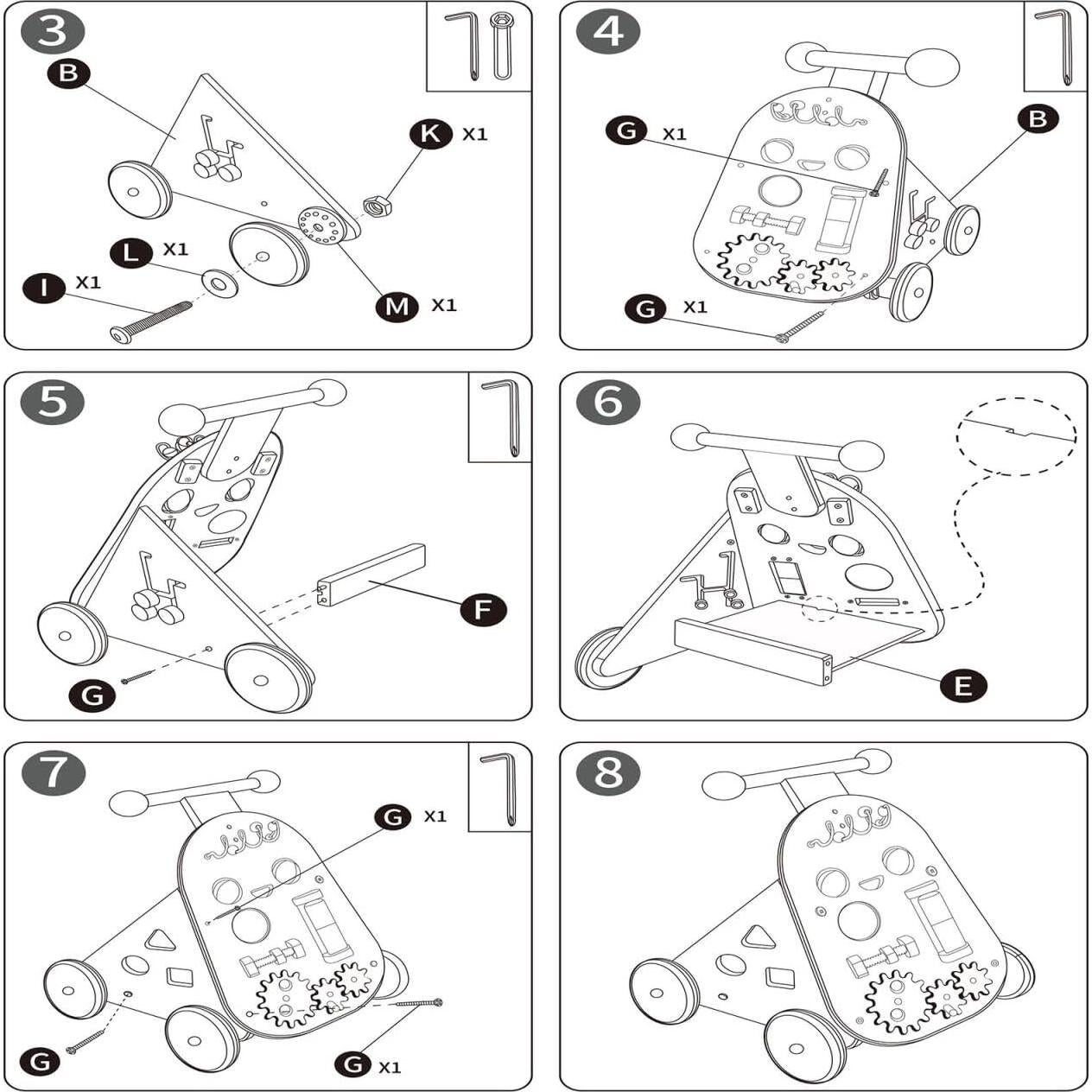 Andador de Madera Canuan Ajustable con 7 Actividades Educativas