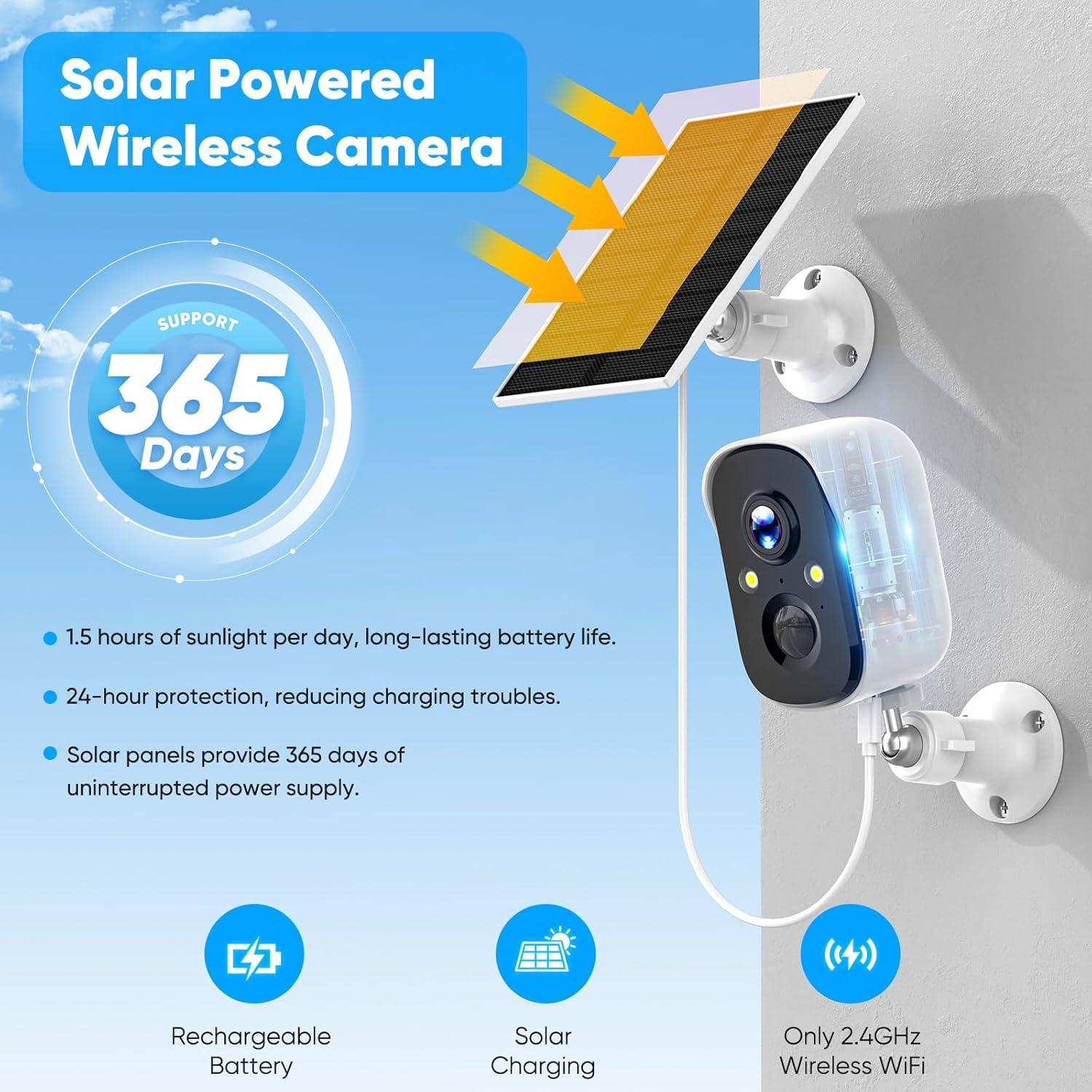 Cámara de Seguridad Solar Sofiwaa 2K IP66 Inalámbrica