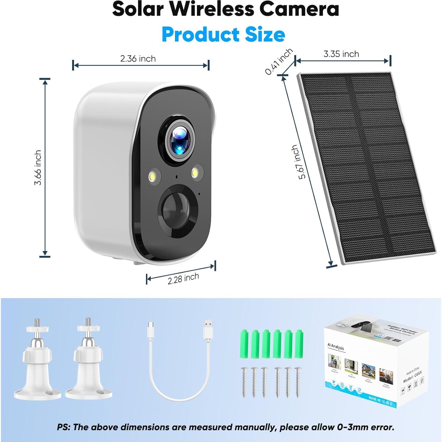 Cámara de Seguridad Solar Sofiwaa 2K IP66 Inalámbrica