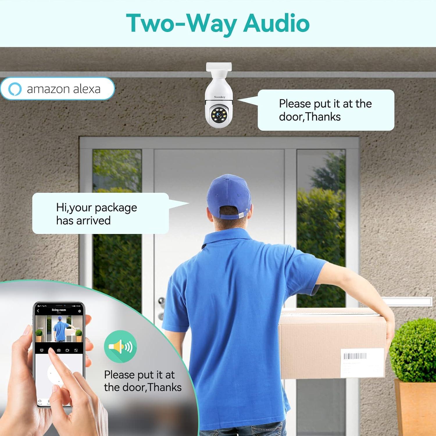 Cámara de Seguridad WiFi 2K Noonkey E27 con Alarma