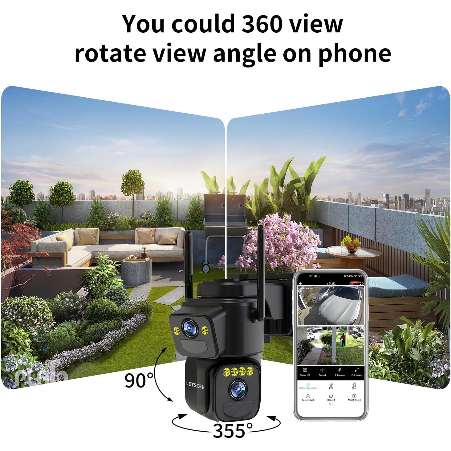 Cámara de Seguridad Inalámbrica LETSCEE QG15-B Solar 2K