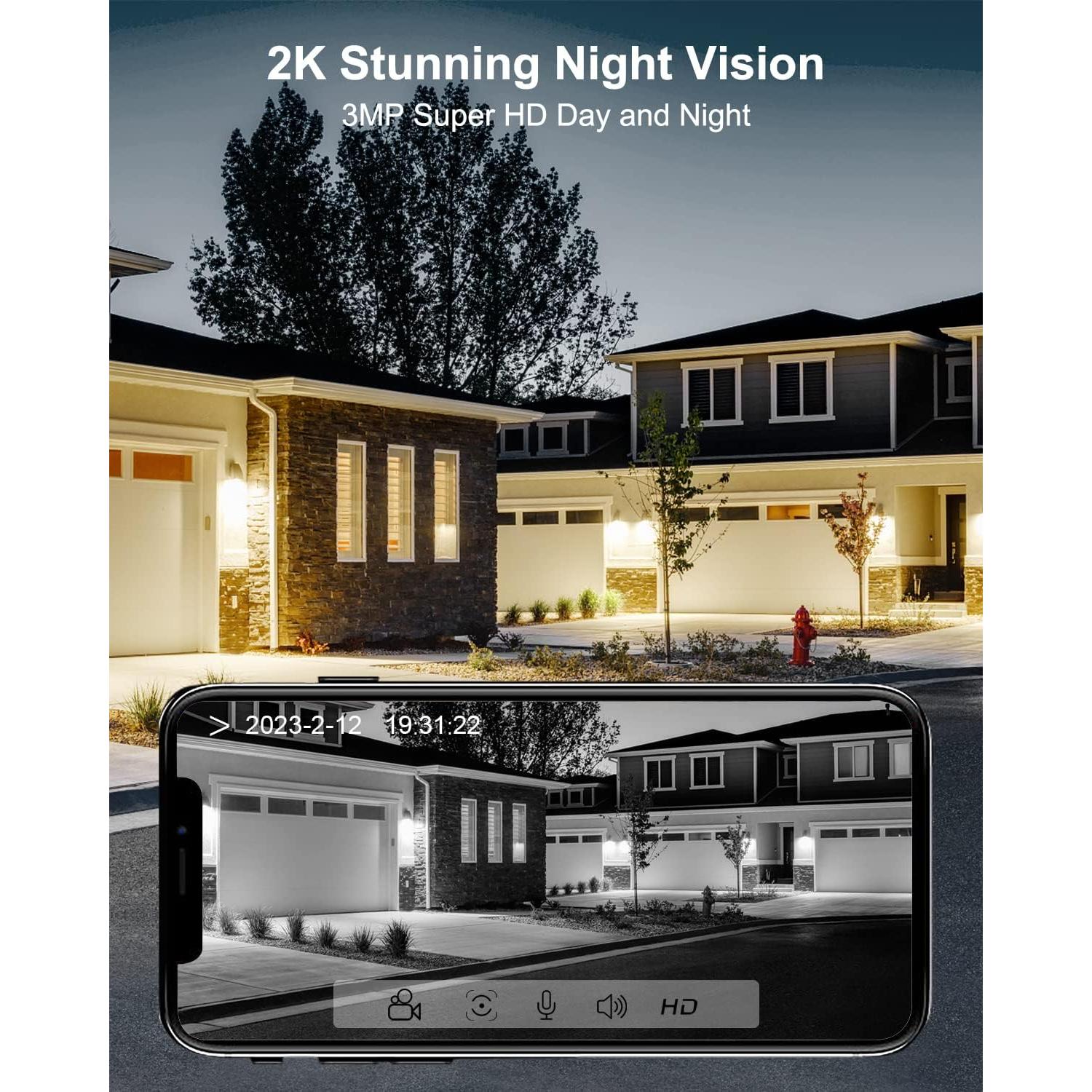 Cámara de Seguridad ANRAN 3MP Inalámbrica IP66 con AI