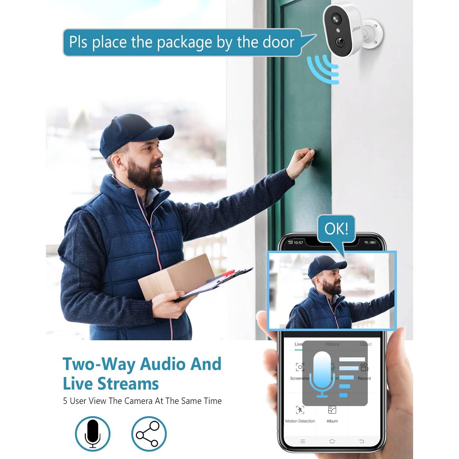 Cámara de Seguridad ANRAN 3MP Inalámbrica IP66 con AI