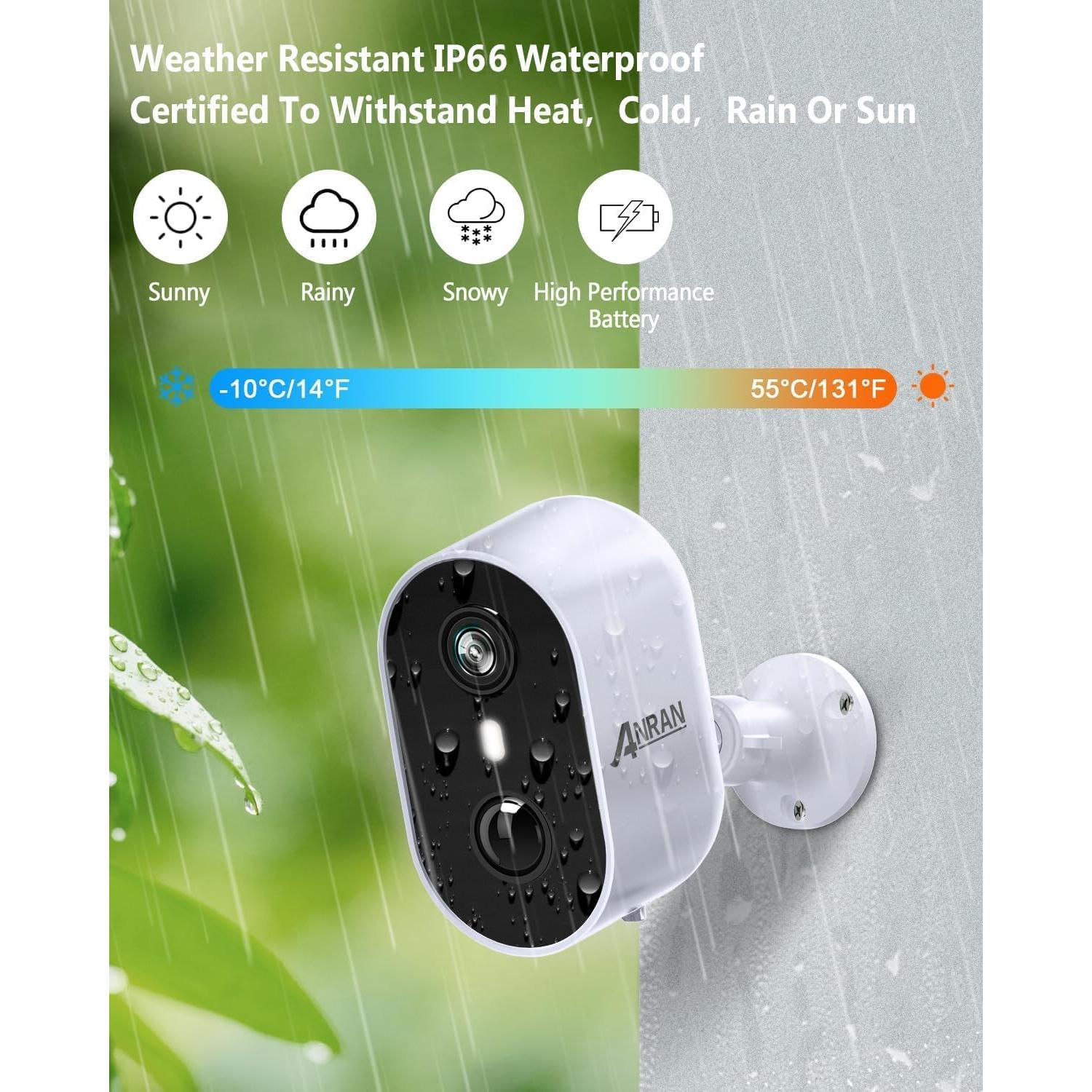 Cámara de Seguridad ANRAN 3MP Inalámbrica IP66 con AI