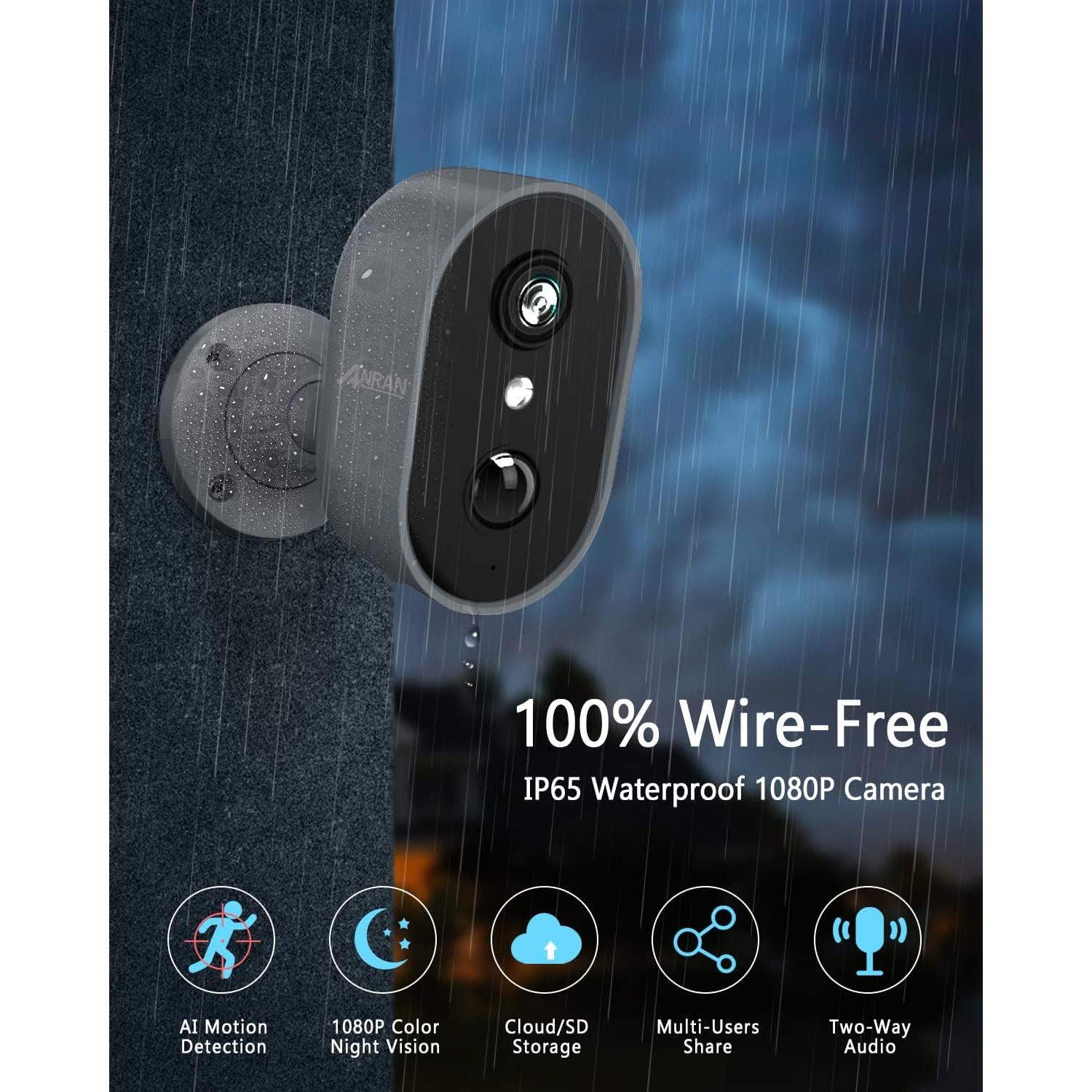 Cámara de Seguridad ANRAN 3MP Inalámbrica IP66 con AI