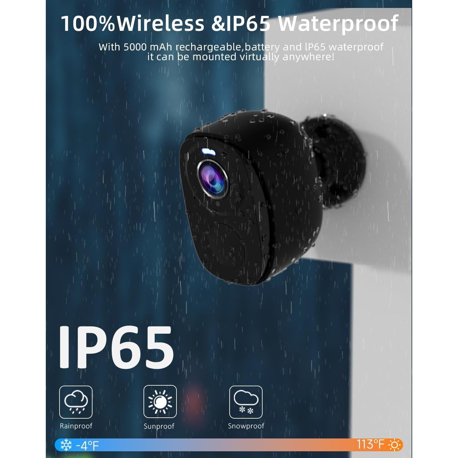 Cámara de Seguridad WiFi 2K ELECCTV Inalámbrica Exterior