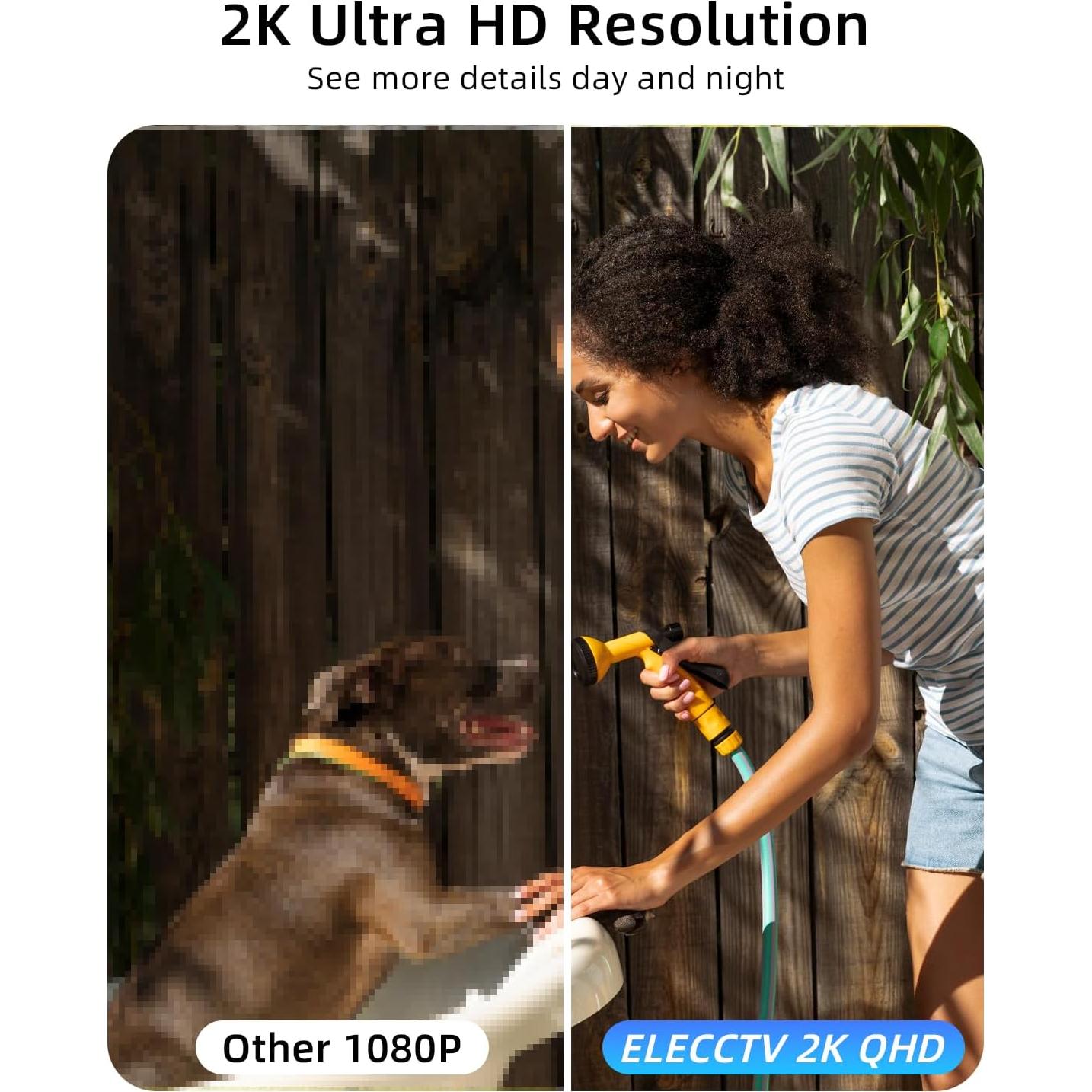 Cámara de Seguridad WiFi 2K ELECCTV Inalámbrica Exterior