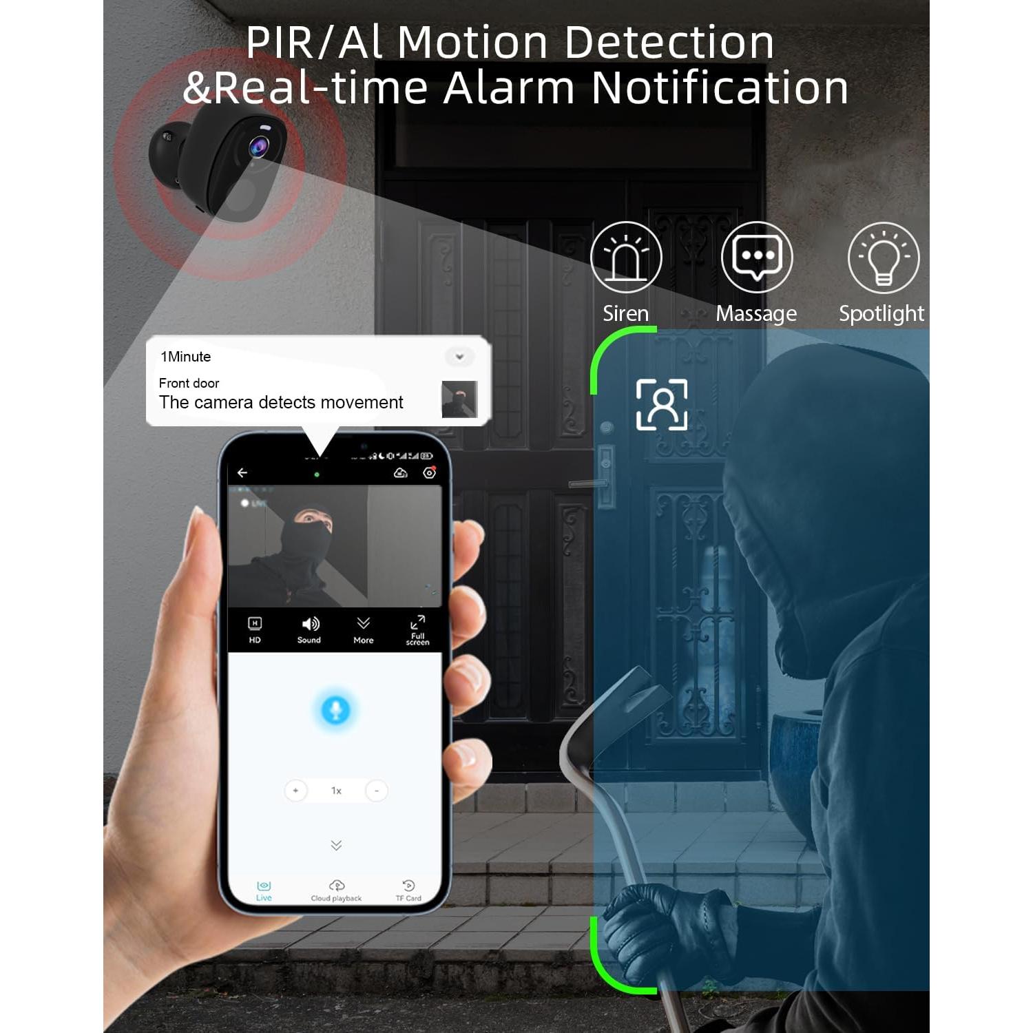 Cámara de Seguridad WiFi 2K ELECCTV Inalámbrica Exterior