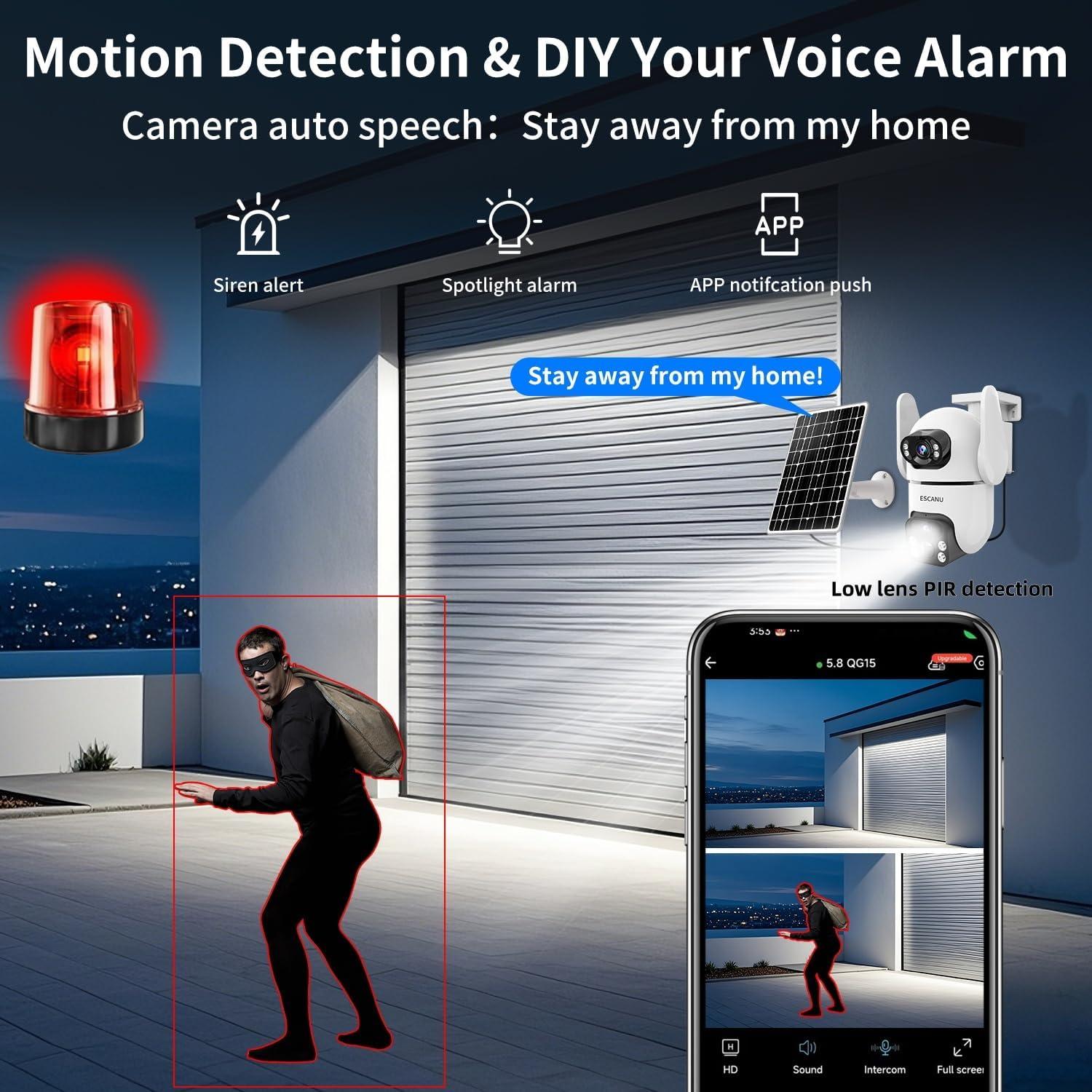 Cámara de Seguridad Inalámbrica ESCANU QG8 2K Doble Lente