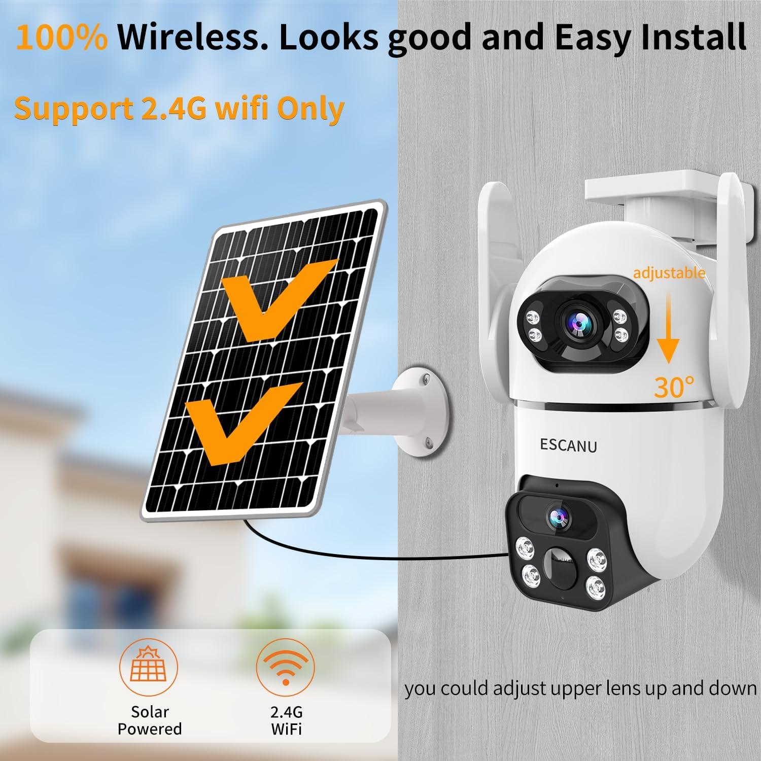 Cámara de Seguridad Inalámbrica ESCANU QG8 2K Doble Lente