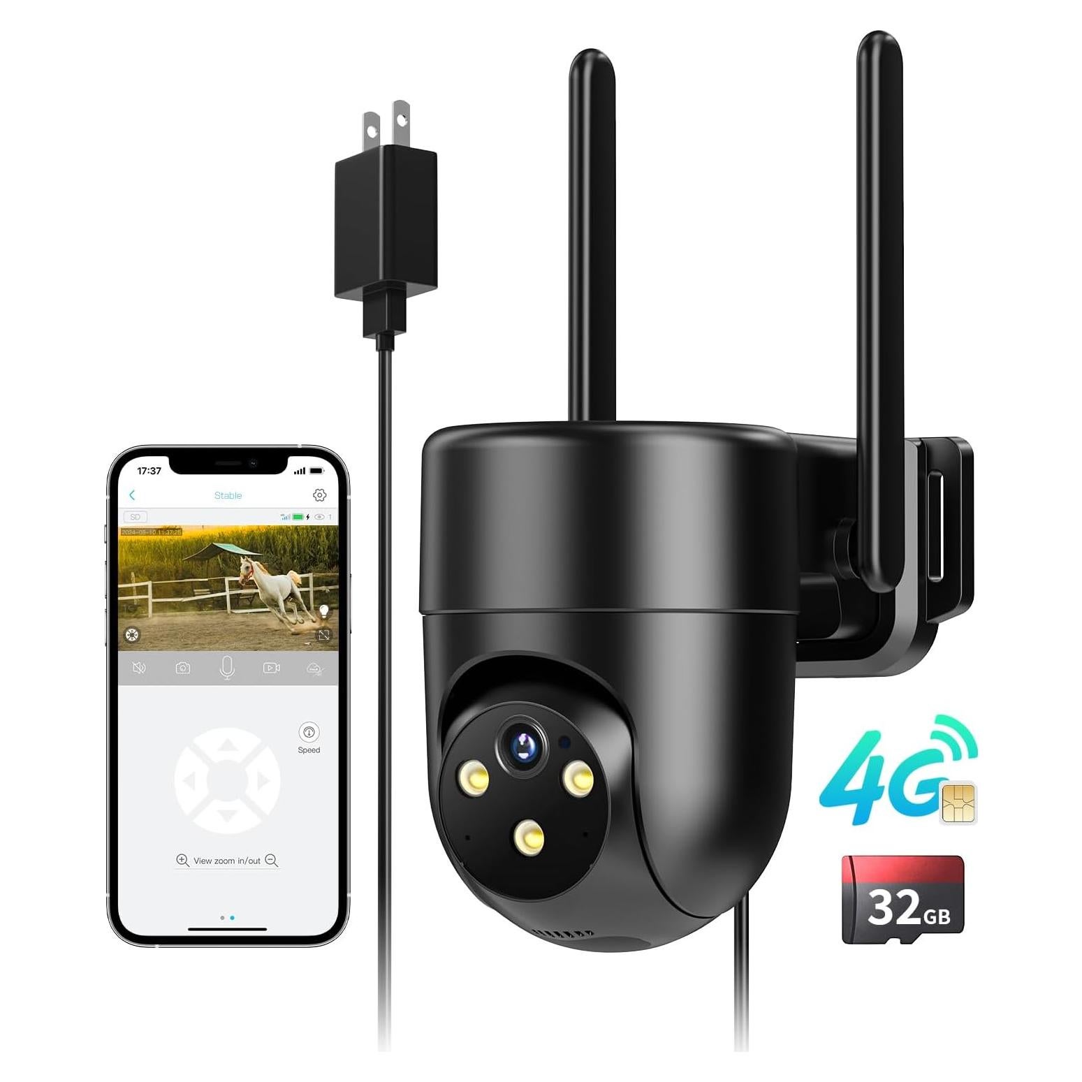 Cámara de Seguridad Celular LIWAN 4G 2K 360° Negra