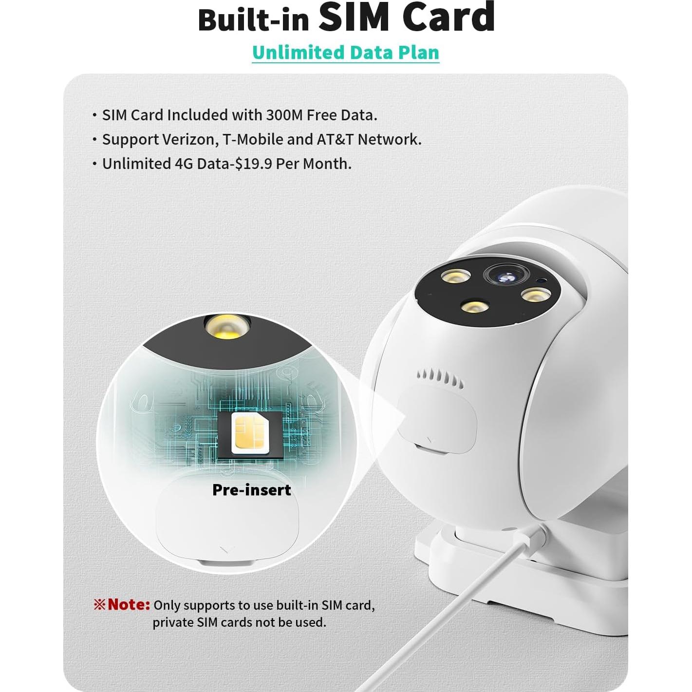 Cámara de Seguridad Celular LIWAN 4G LTE Blanca 2K