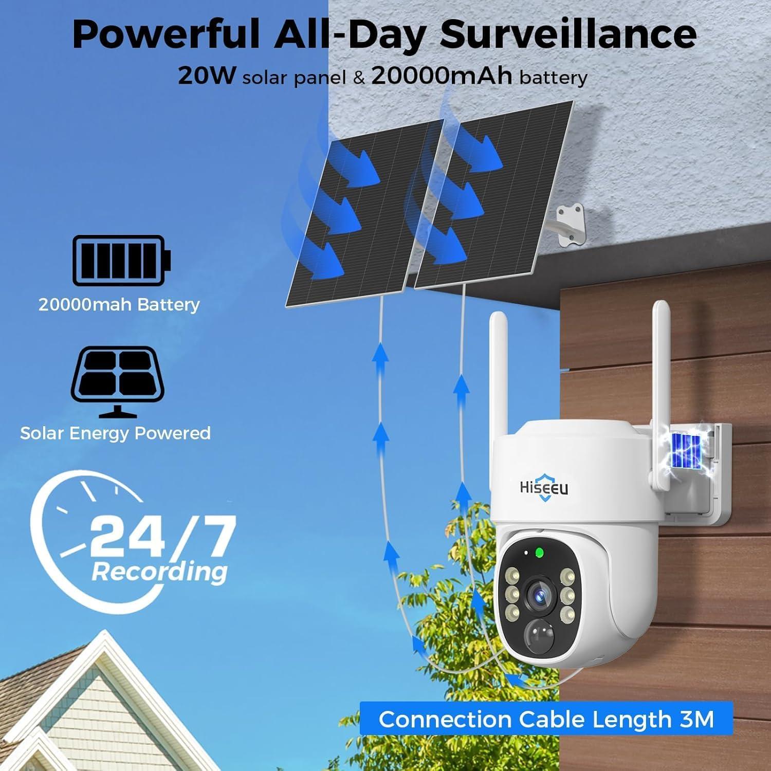 Cámara de Seguridad 4G Hiseeu Solar Exterior 2K HD