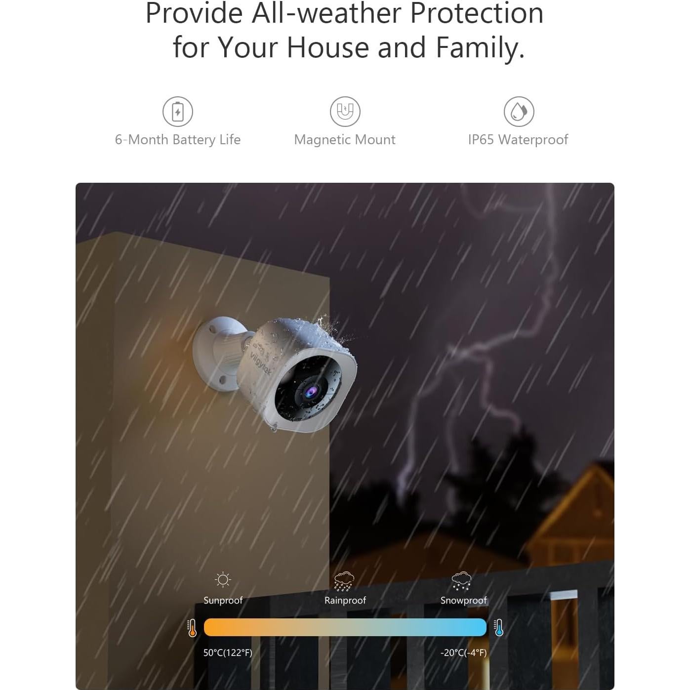 Cámara de Seguridad Inalámbrica Viigytek 2K WiFi Exterior