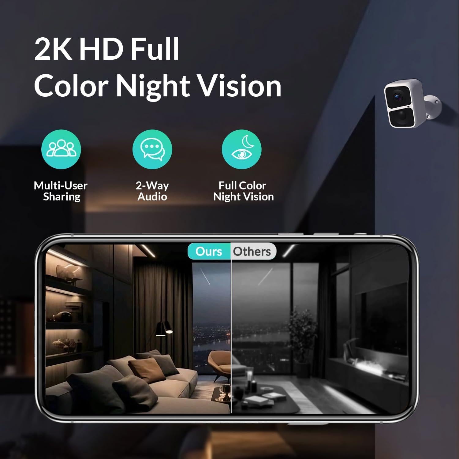 Cámara de Seguridad Inalámbrica VKfoy 2K con AI y IP65