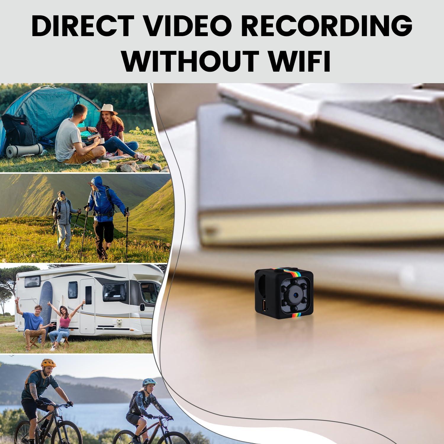 No WiFi Security Camera, Mini Spy Camera with 32GB SD Card, 1080P Video, 12MP Photo, 140° Wide Angle, Night Vision, Motion Detection, 360° Rotating Bracket for Home & Outdoor Use