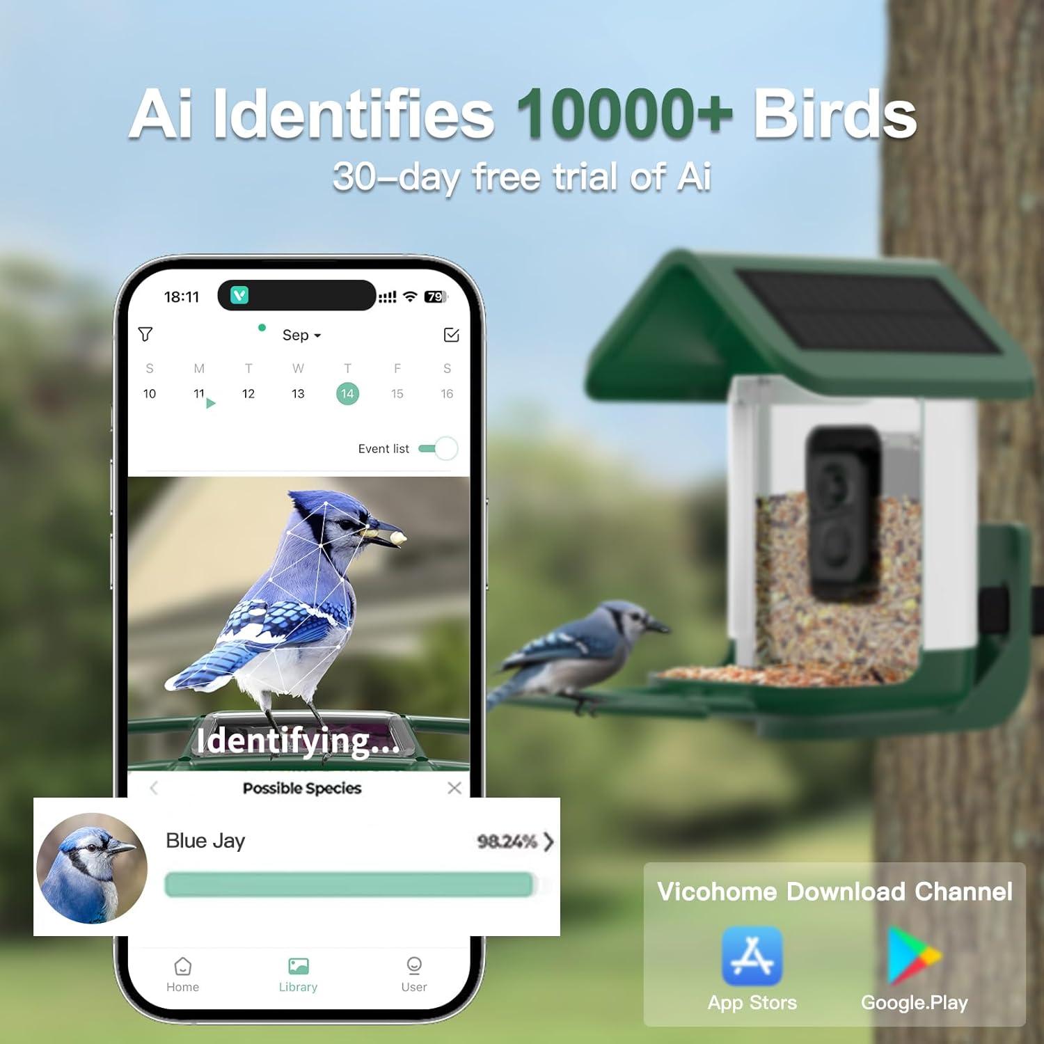 Comedero para Aves Onlyfly con Cámara 2K y Solar