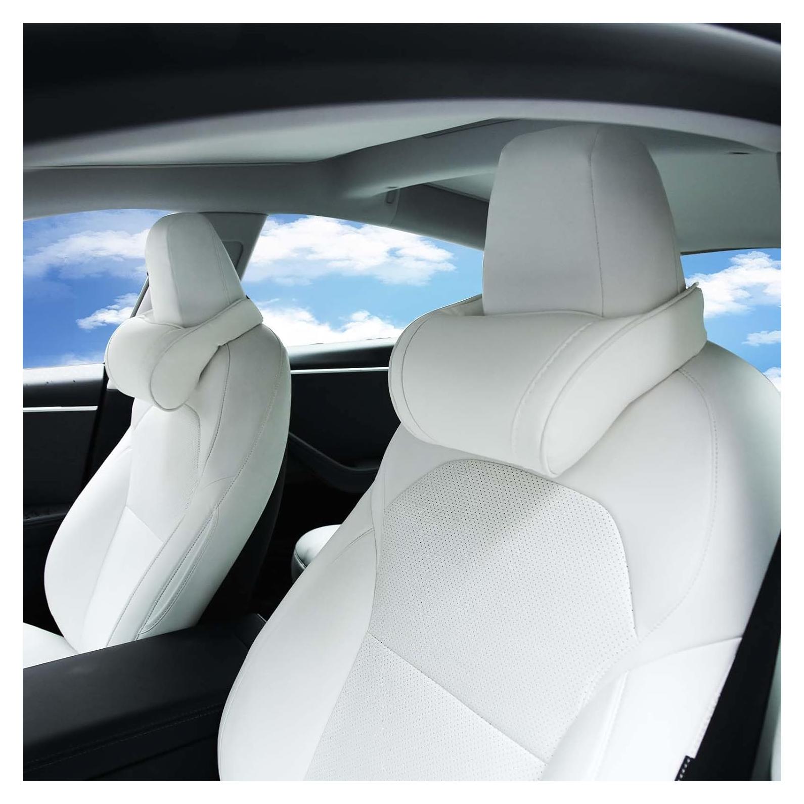 Almohada de Cuello TOPABYTE para Coche 2 Piezas Blanca