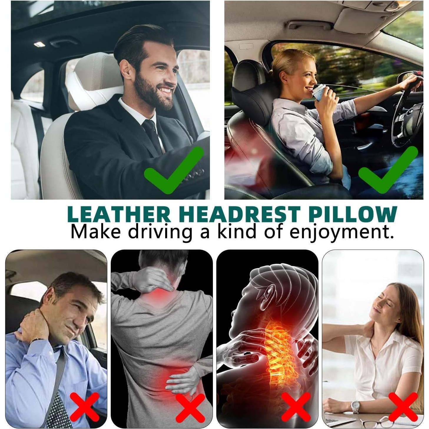 Almohada de Cuello TOPABYTE para Coche 2 Piezas Blanca