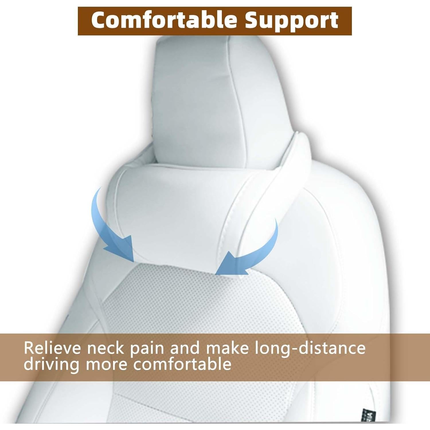 Almohada de Cuello TOPABYTE para Coche 2 Piezas Blanca