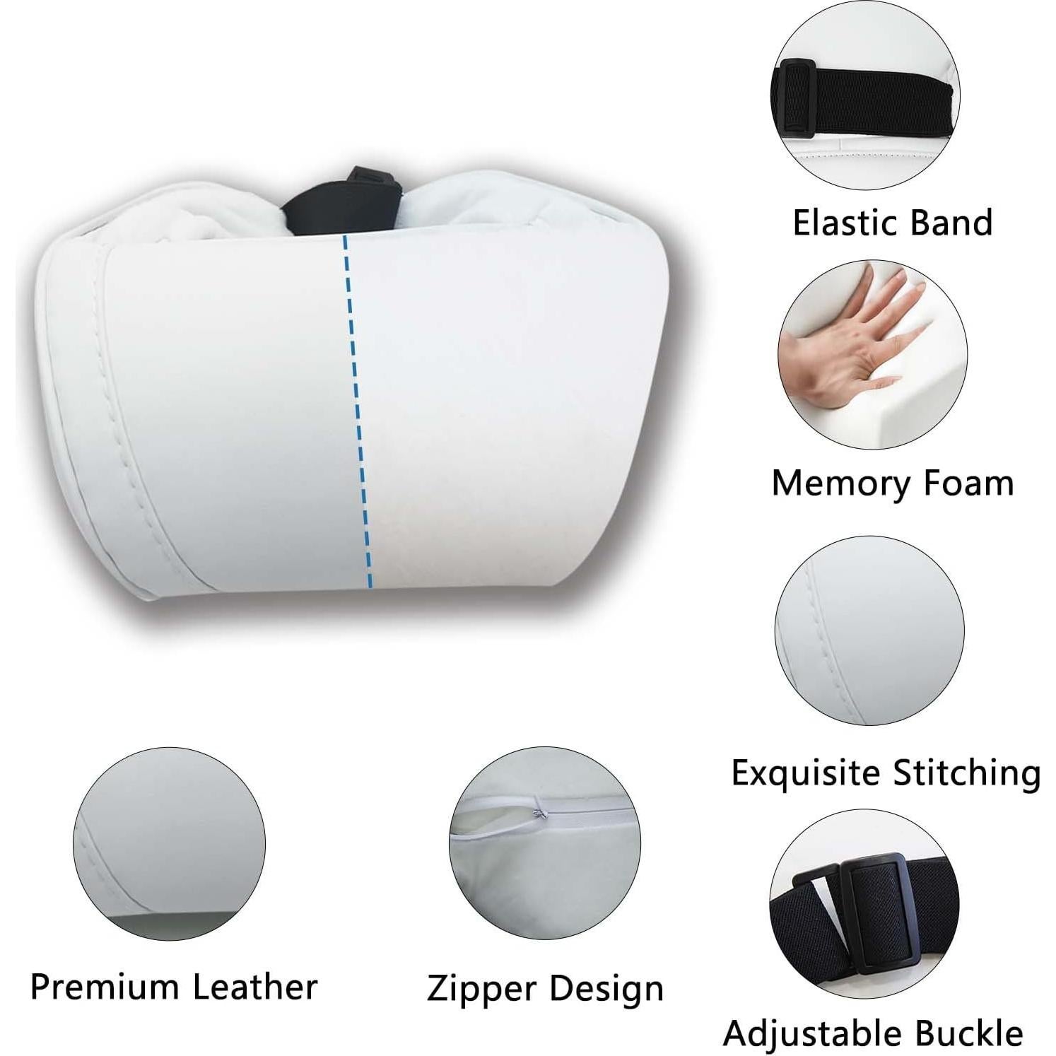 Almohada de Cuello TOPABYTE para Coche 2 Piezas Blanca