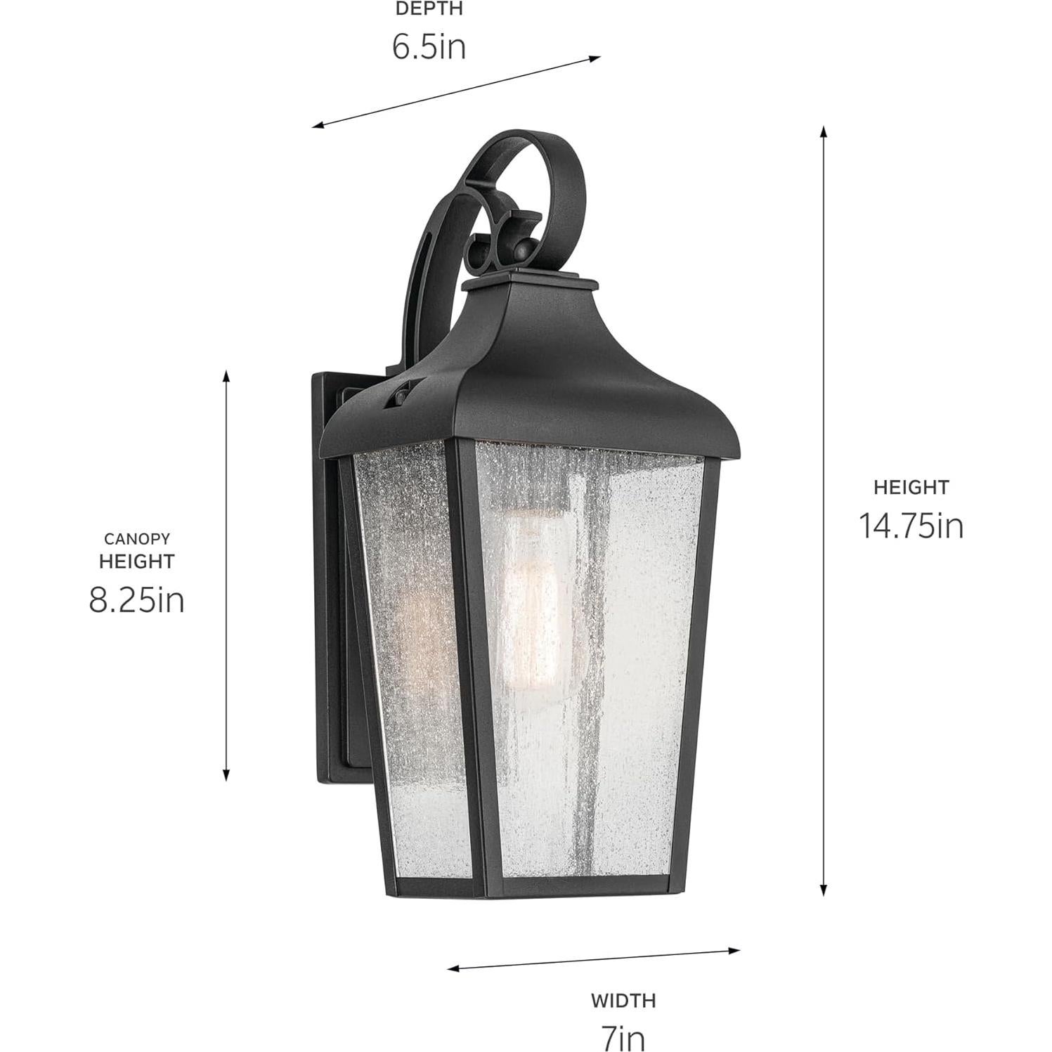 Lámpara de Pared Exterior Kichler Forestdale 1 Luz Negro