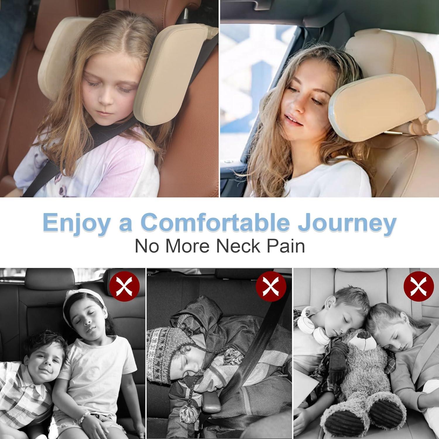 Almohada de Reposacabezas Coche C COMCROSFLY Beige Ajustable