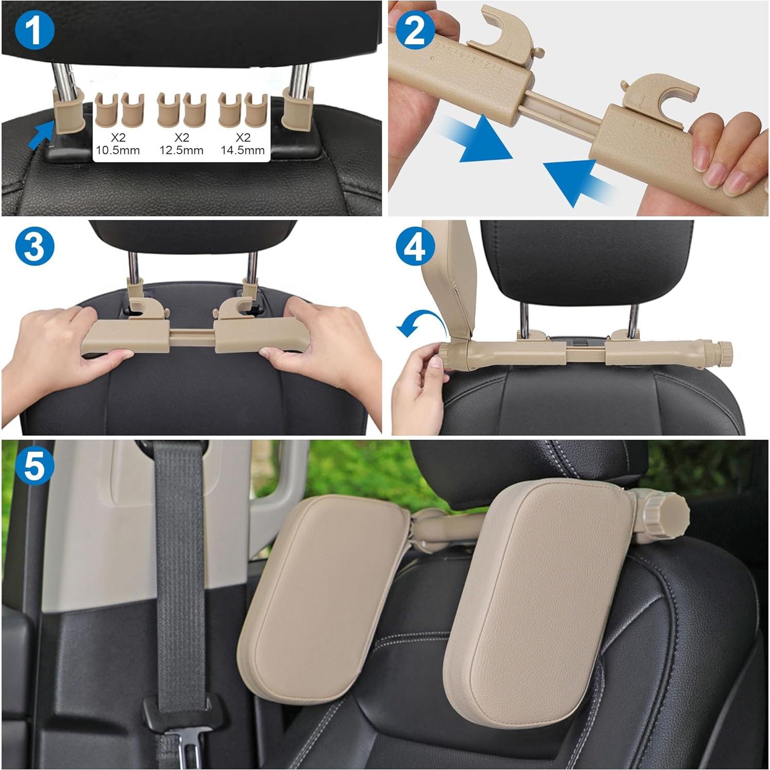 Almohada de Reposacabezas Coche C COMCROSFLY Beige Ajustable
