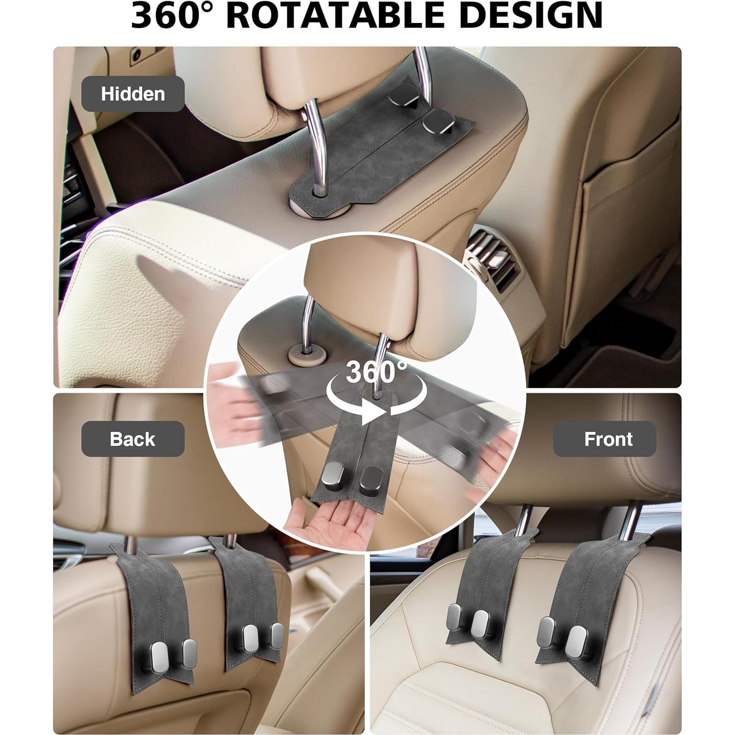 Ganchos para Reposacabezas MOBIKEY 4 Piezas Metal Gris