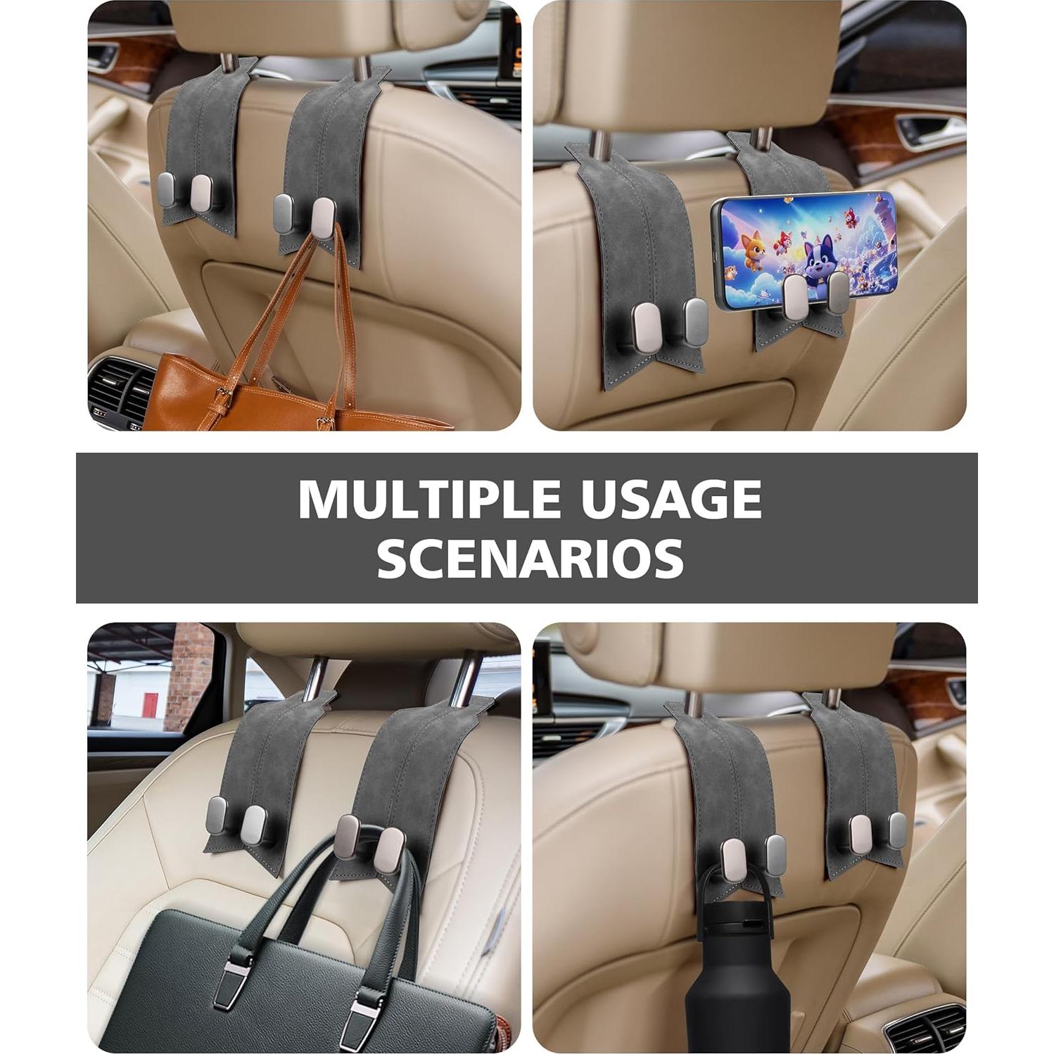 Ganchos para Reposacabezas MOBIKEY 4 Piezas Metal Gris