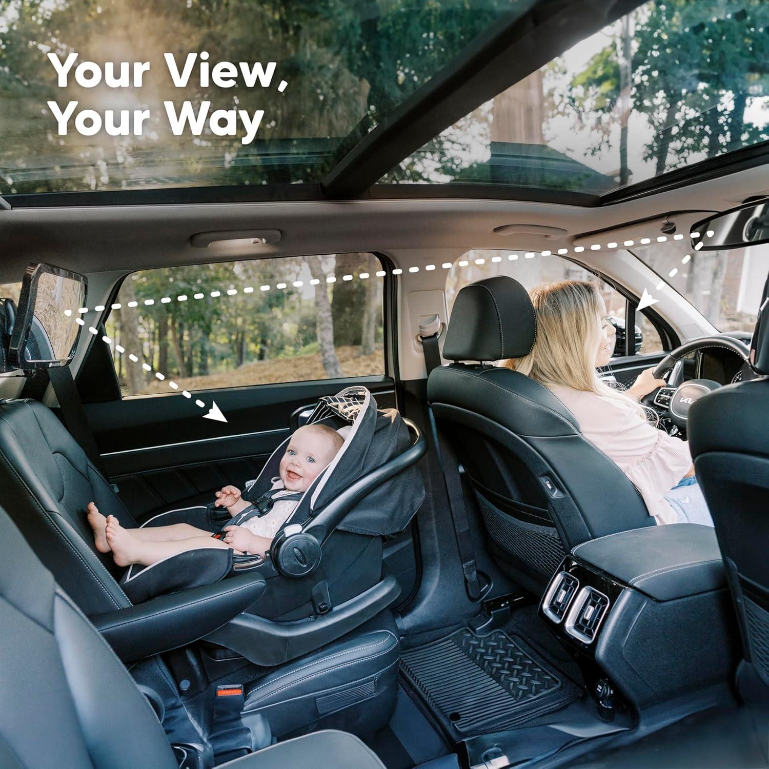 Espejo de Coche para Bebés KeaBabies Grande 360° Negro