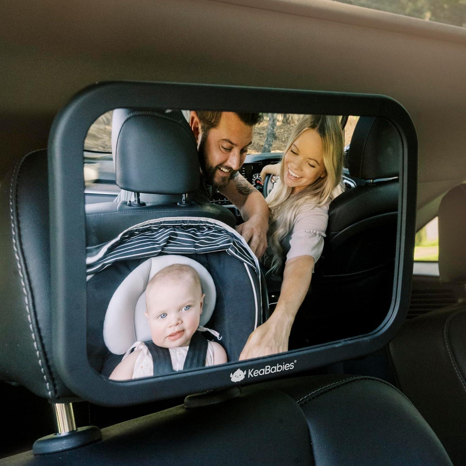 Espejo de Coche para Bebés KeaBabies Grande 360° Negro