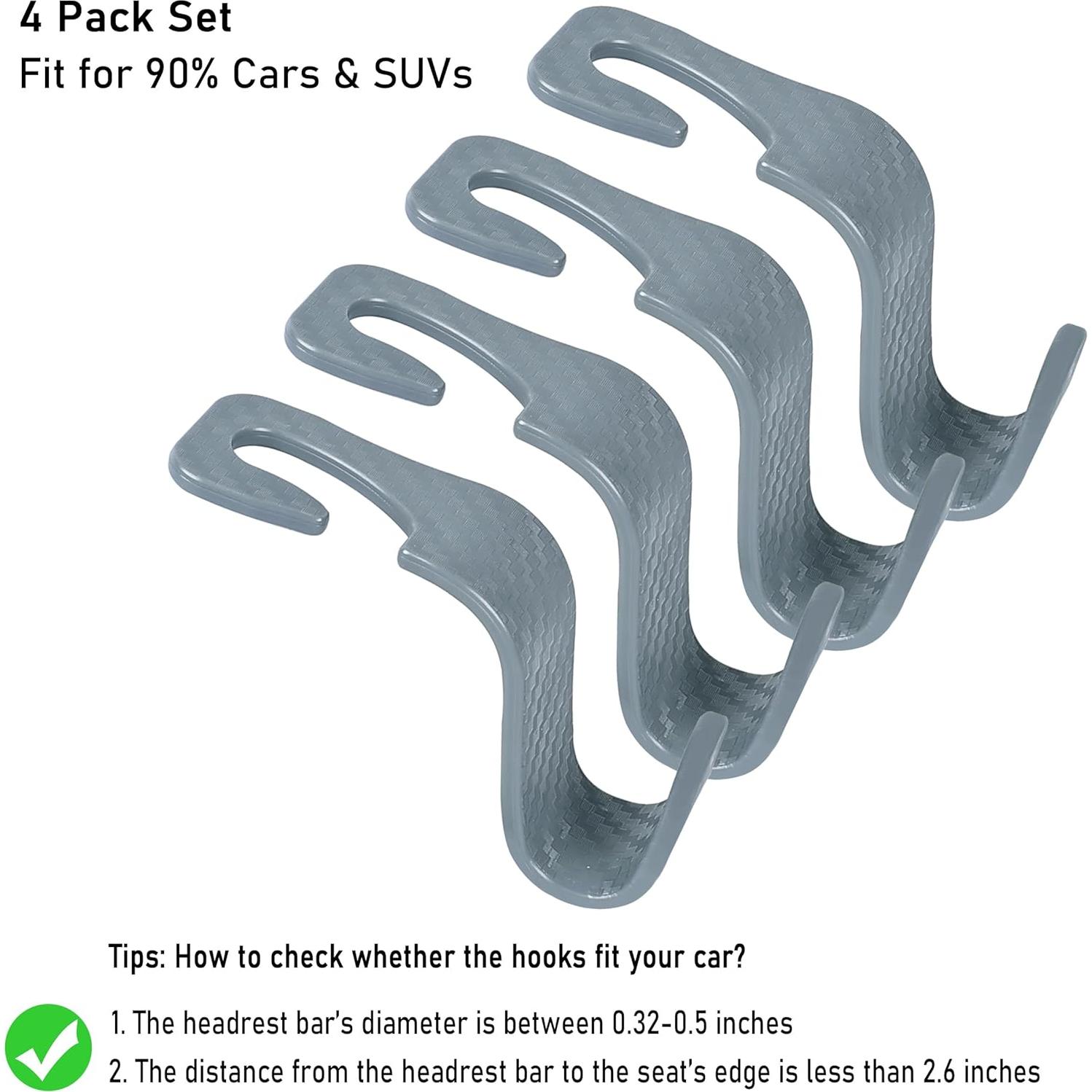 Gancho Organizador para Asiento de Coche Toiyason 4 Piezas Gris