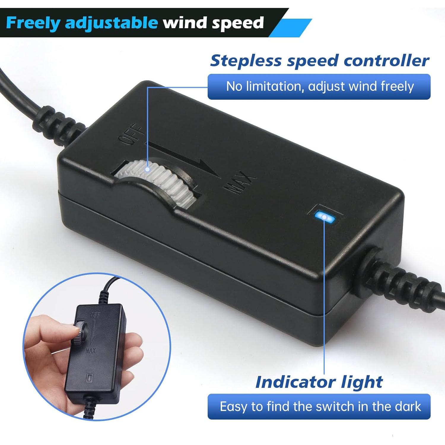 Ventilador de Coche Poraxy Doble Cabeza 12V para Asientos Traseros