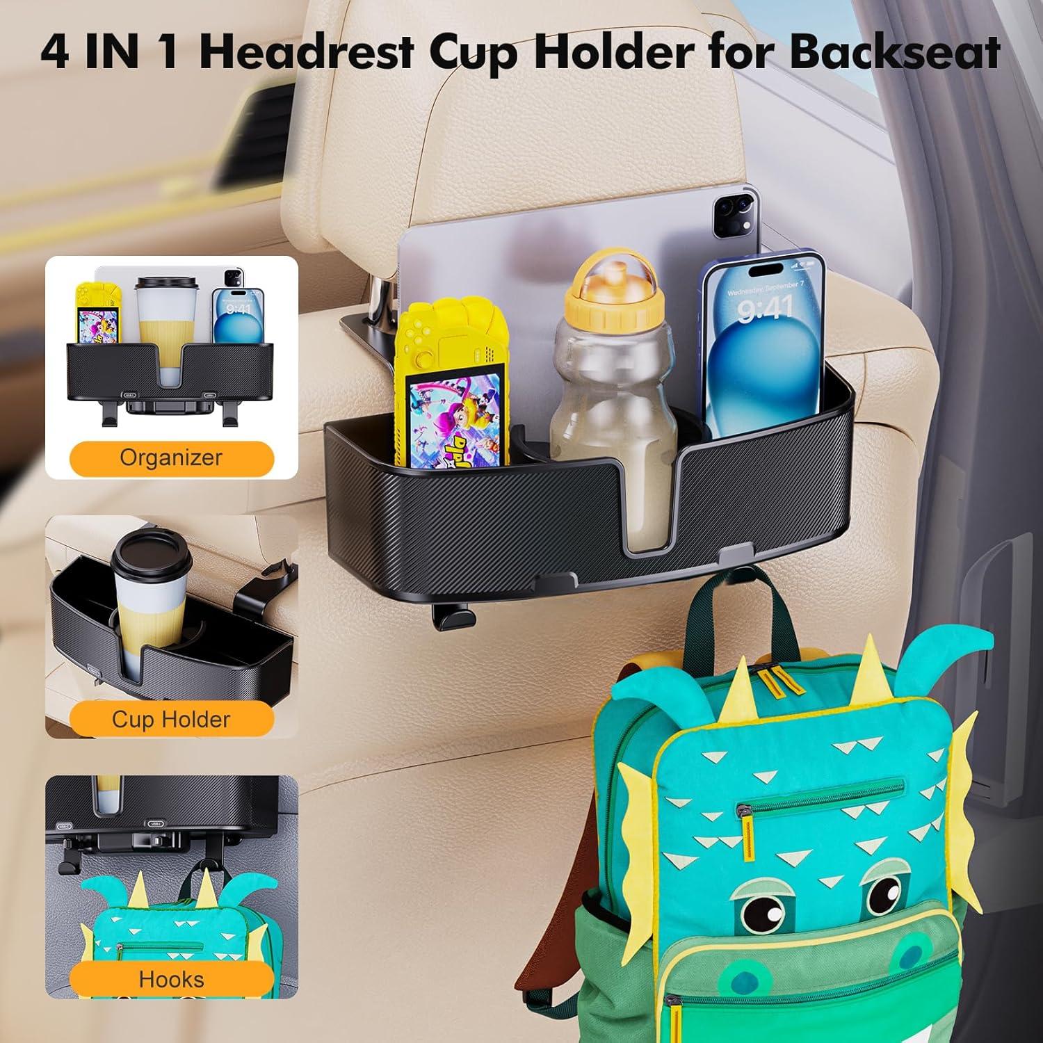 Soporte para Tazas en Reposacabezas MAGJIEYX - Organizador Negro