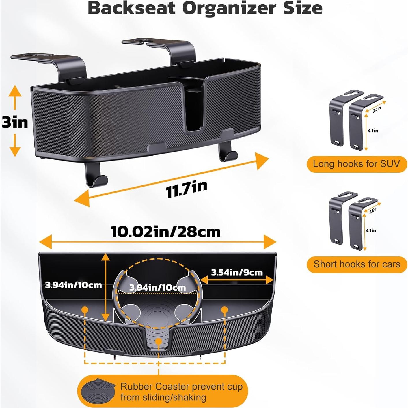 Soporte para Tazas en Reposacabezas MAGJIEYX - Organizador Negro