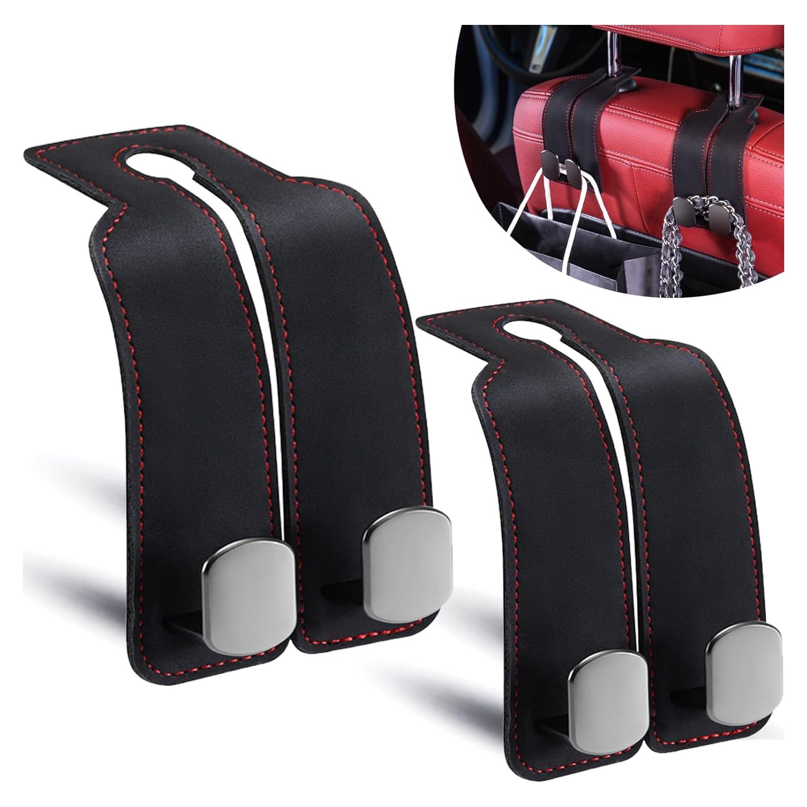 Gancho para bolso de coche DYREOOE - Doble gancho negro 2 unidades